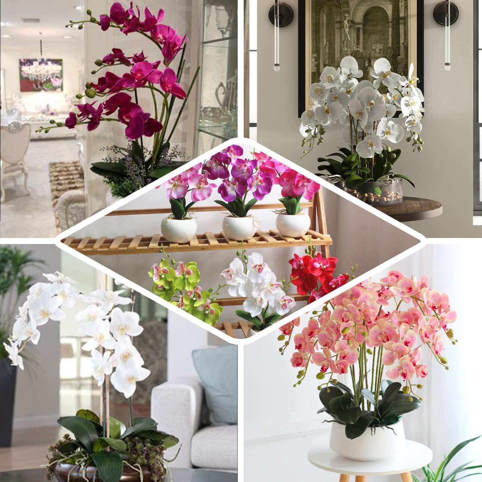 Hot Sale! 2 Stems 40-Inch Tall Eggplant-Colored Artificial Silk Orchid Flower Bouquets for Decor