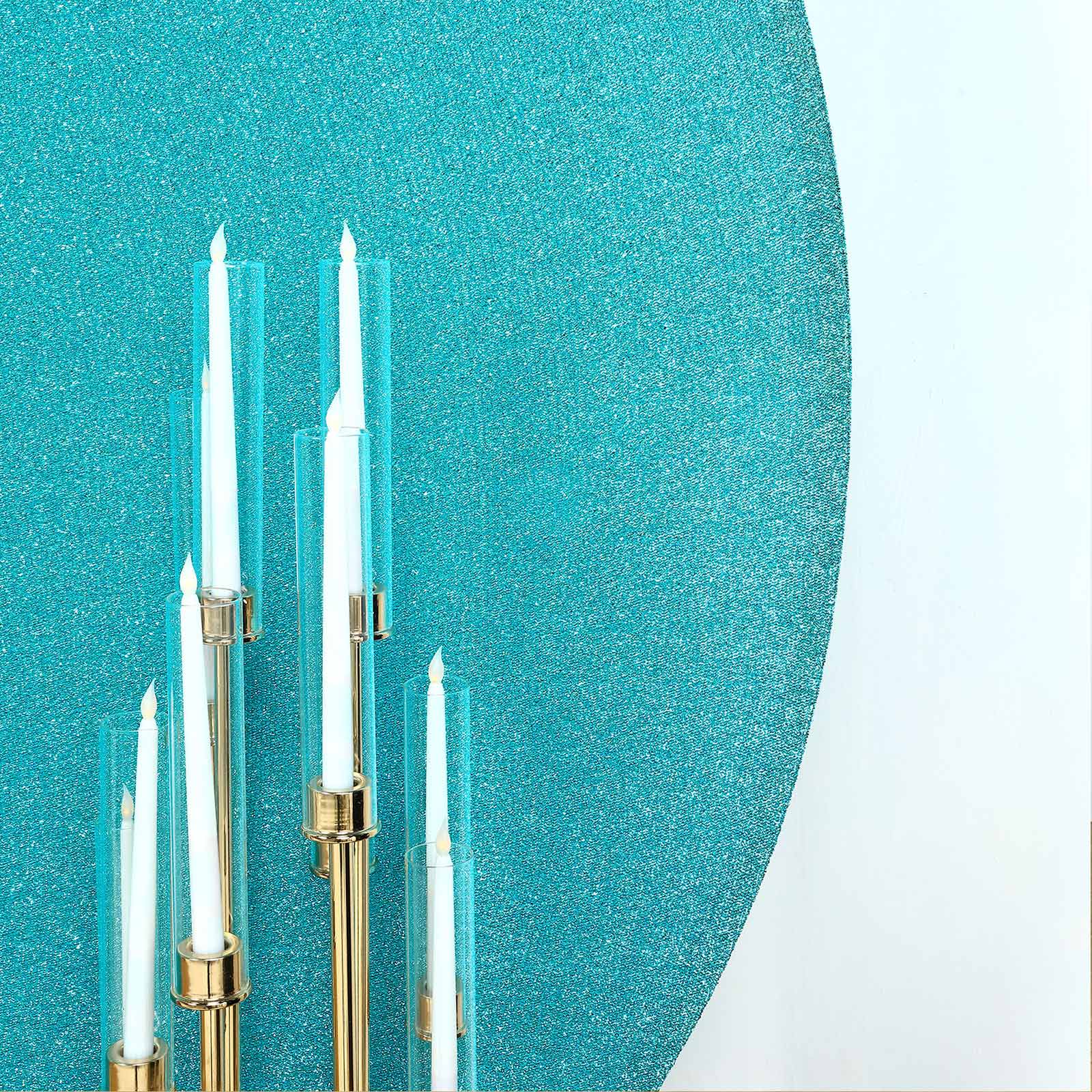 Hot Sale! 7.5ft Turquoise Metallic Shimmer Tinsel Spandex Double-Sided Wedding Arch Backdrop Cover