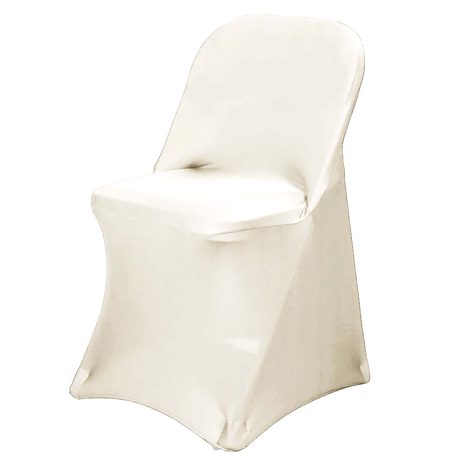 Premium Reusable Beige Spandex Stretch Slipcover for Folding Chairs - 160GSM Wrinkle-Resistant