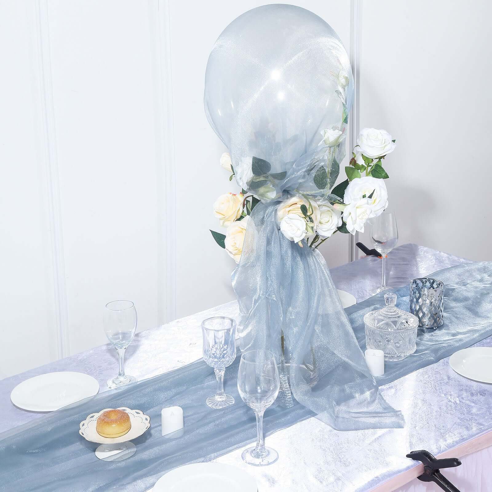 12-Foot Wide, 10-Yard Long Dusty Blue Sheer Chiffon Fabric Bolt for DIY