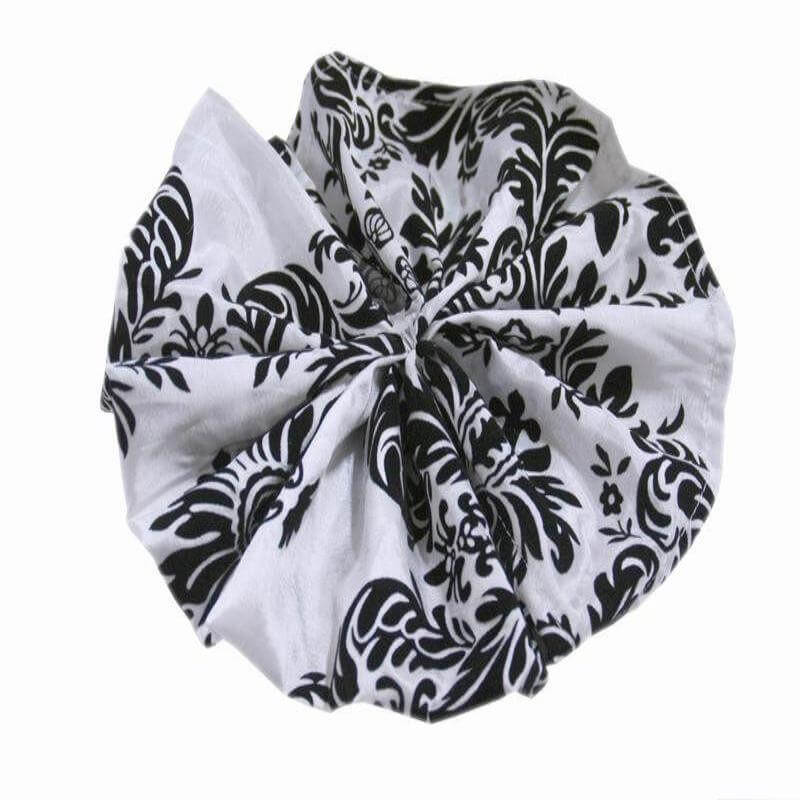 Exclusive 5-Pack Black/White Damask Flocking Design Taffeta Dinner Napkins - Luxurious Decor