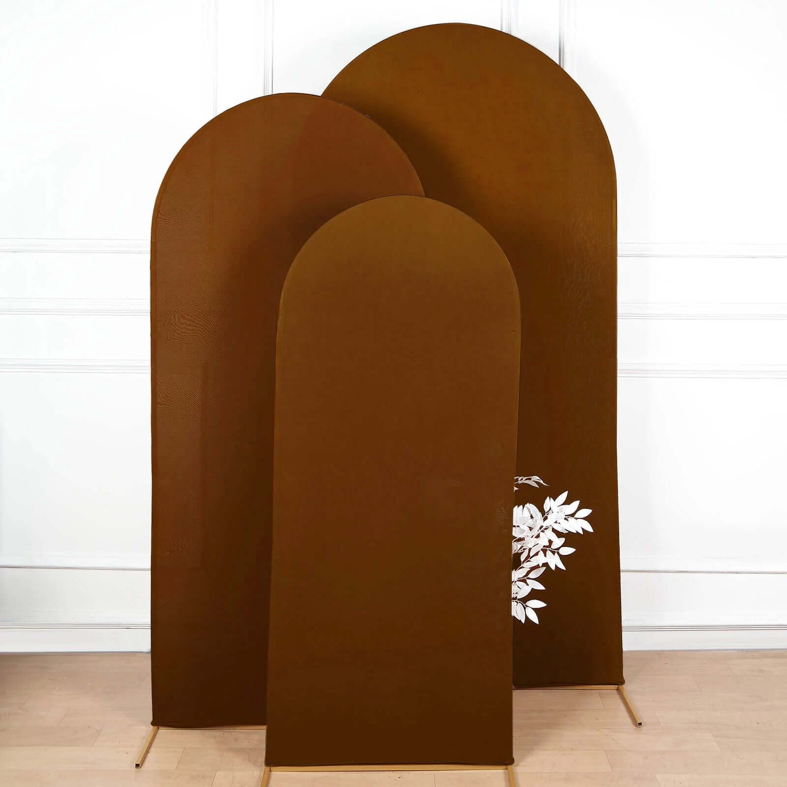 5ft Cinnamon Brown Spandex Fitted Cover for Round Top Wedding Arch - Ideal Decor