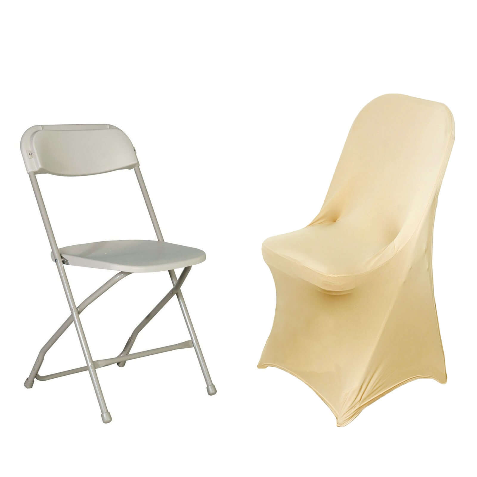 Reusable & Wrinkle-Resistant 160GSM Champagne Spandex Stretch Slipcover for Folding Chairs
