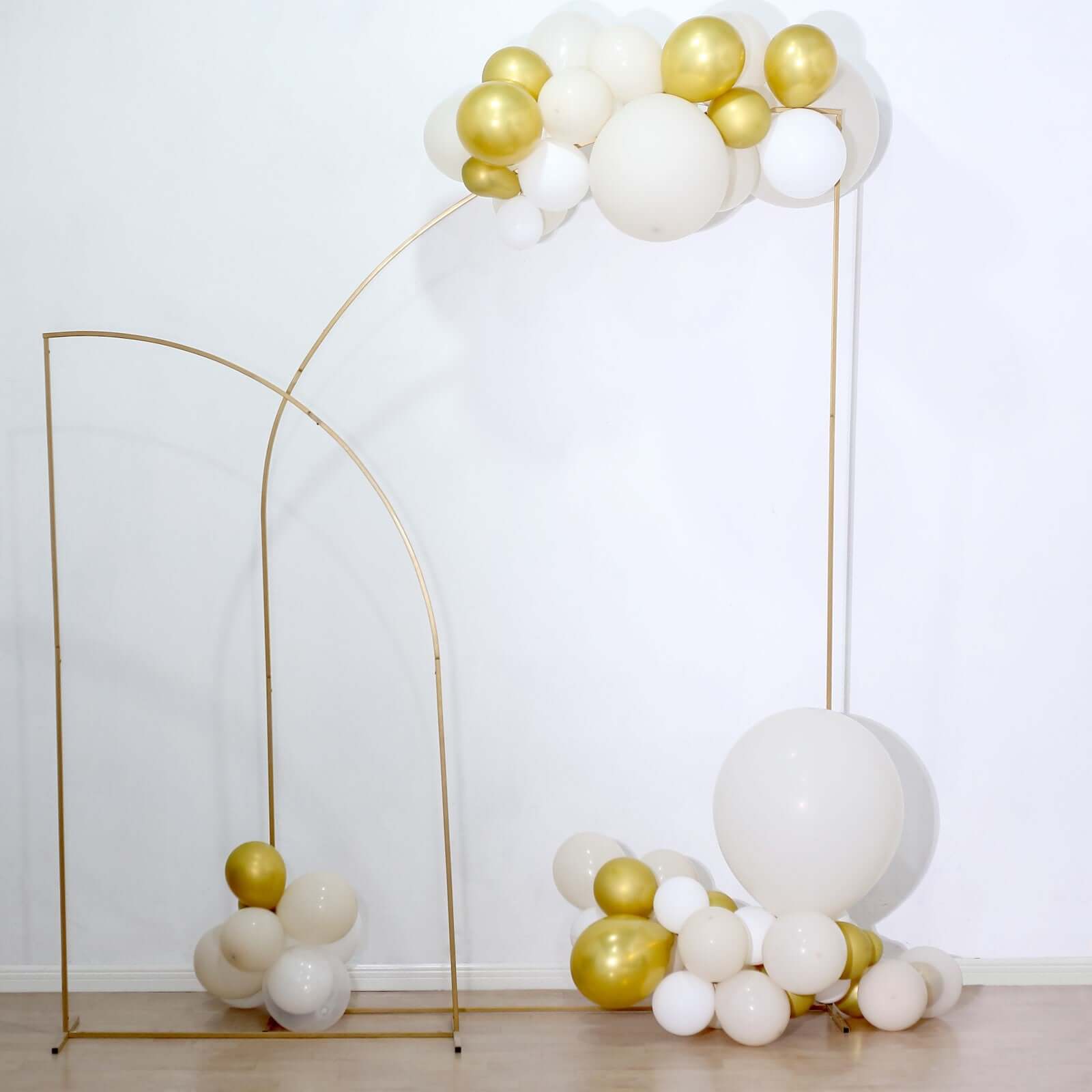 Discount! 8ft Gold Metal Half Moon Floral Frame Wedding Arbor Stand for Event Decoration