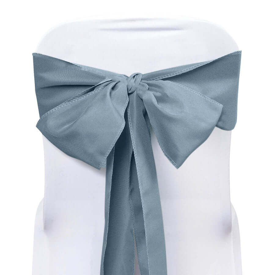 5-Piece Dusty Blue Polyester Chair Sashes, 6x108 Inches
