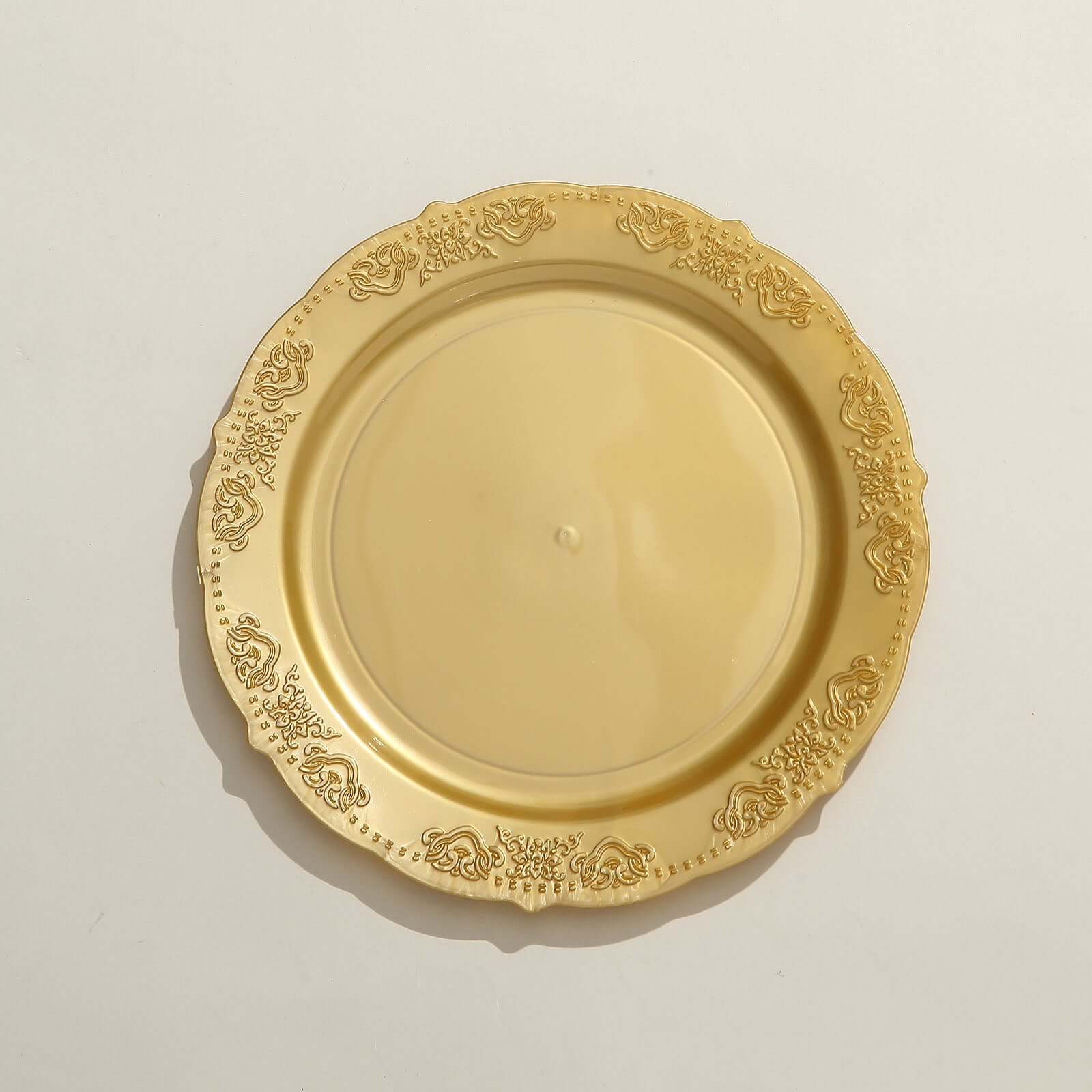 Hot Deal! 10-Pack Gold Embossed Scalloped Edge Plastic Round 7.5