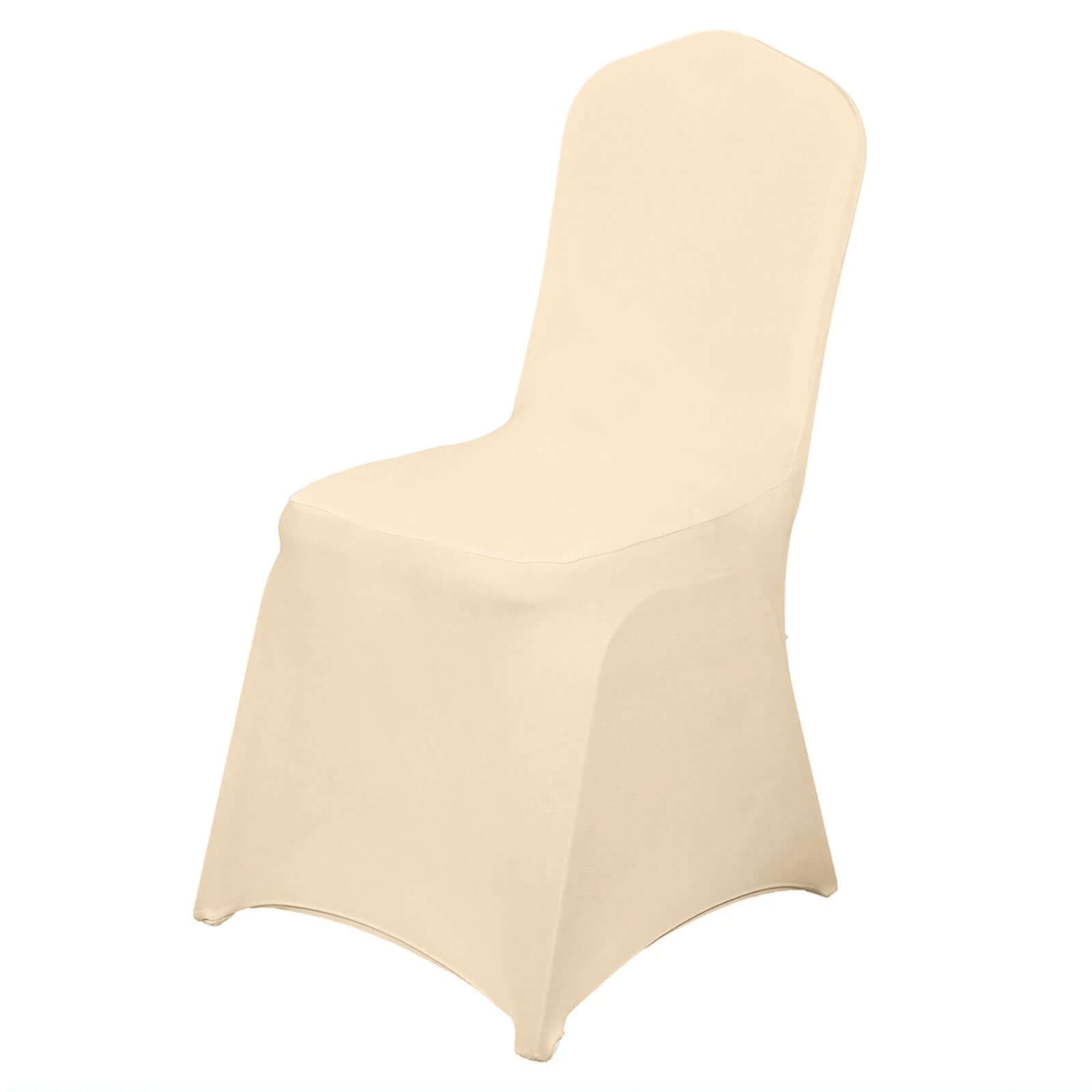 Beige Stretch Spandex Chair Cover for Banquet Chairs - 160GSM Premium Fabric