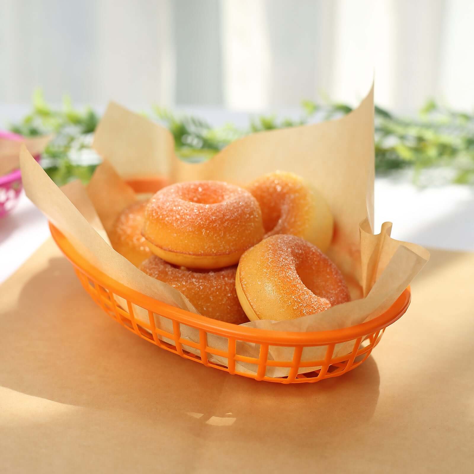50-Pack Natural Brown Square Wax Paper Basket Liners - Ideal for Food Wrapping