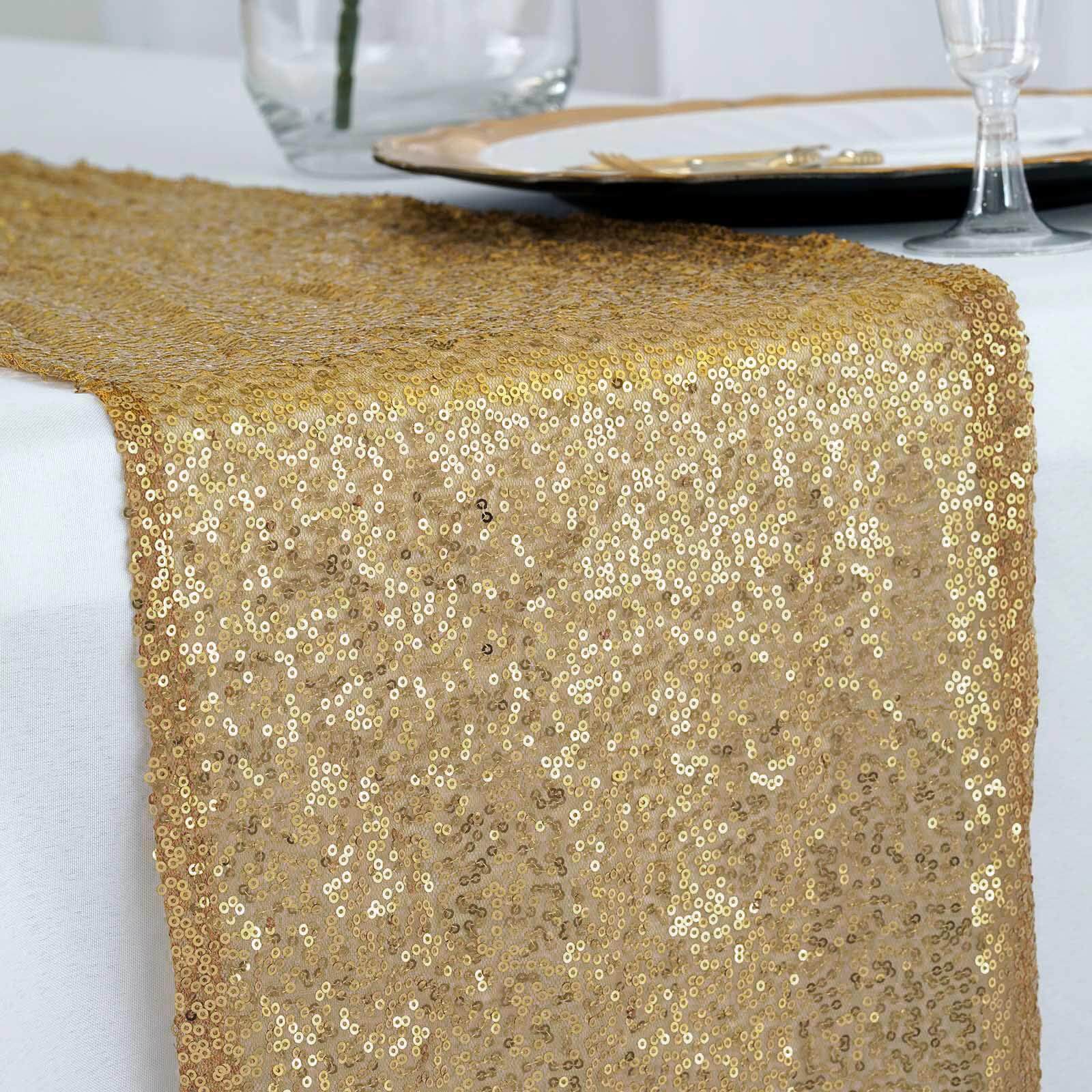 12x108 Gold Sequin Table Runner - Sparkling for Stylish Gatherings