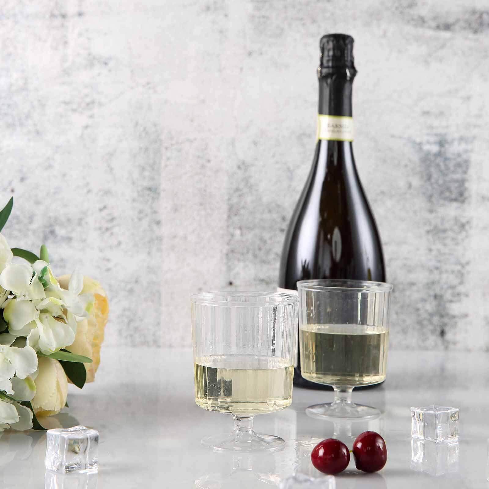 12-Piece Set of Clear Short Stem Plastic Wine Glasses - 8oz Durable Disposable Drinkware