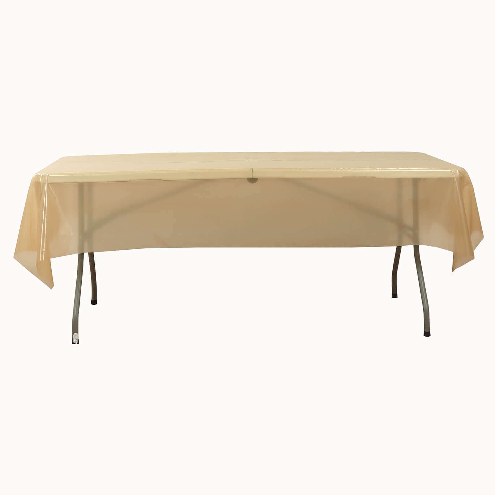 Customizable Gold Plastic Table Cover Roll with Slide Cutter - Great for Events!