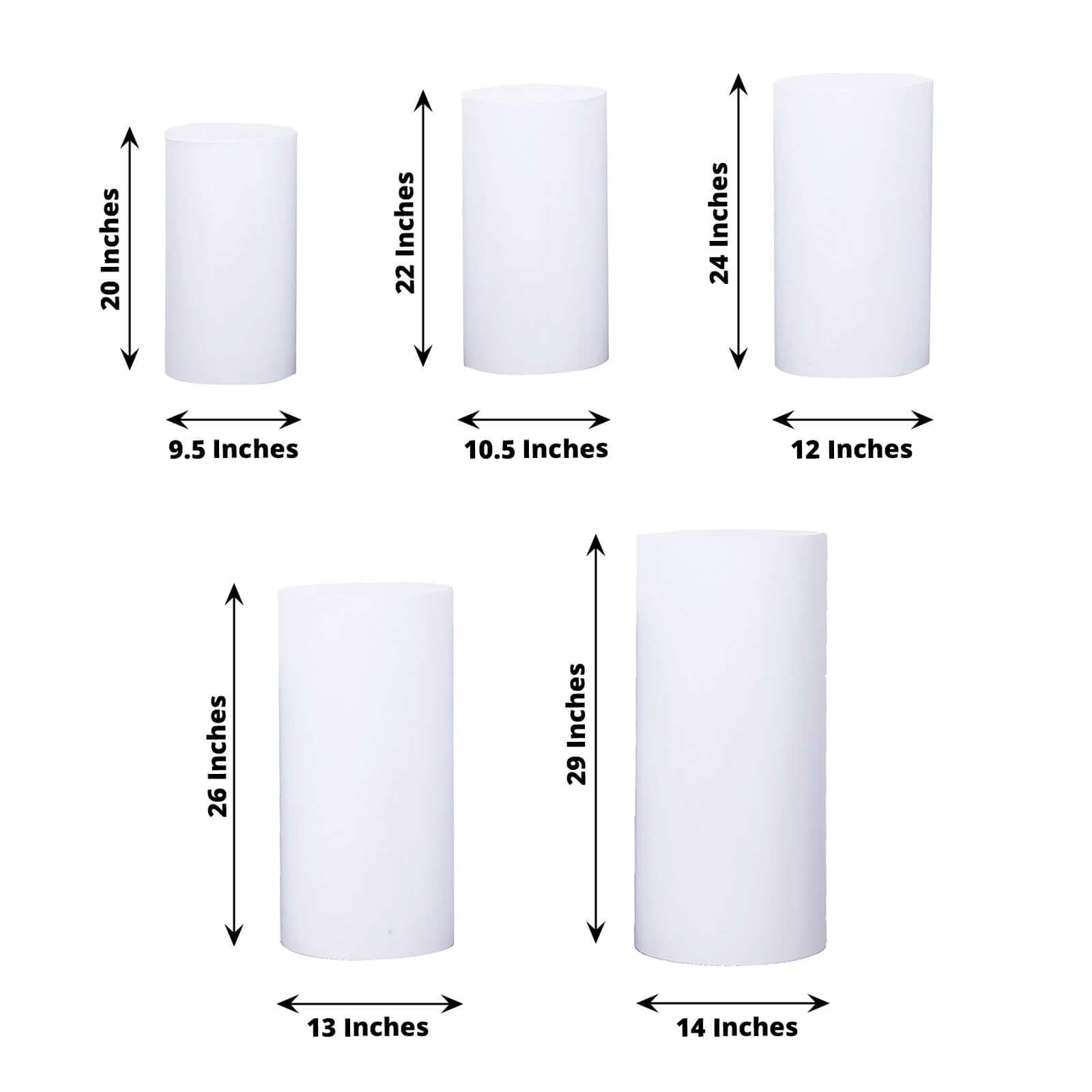 Special Offer! Set of 5 White Metal Round Cylinder Pillar Prop Stands for Wedding Aisle Display