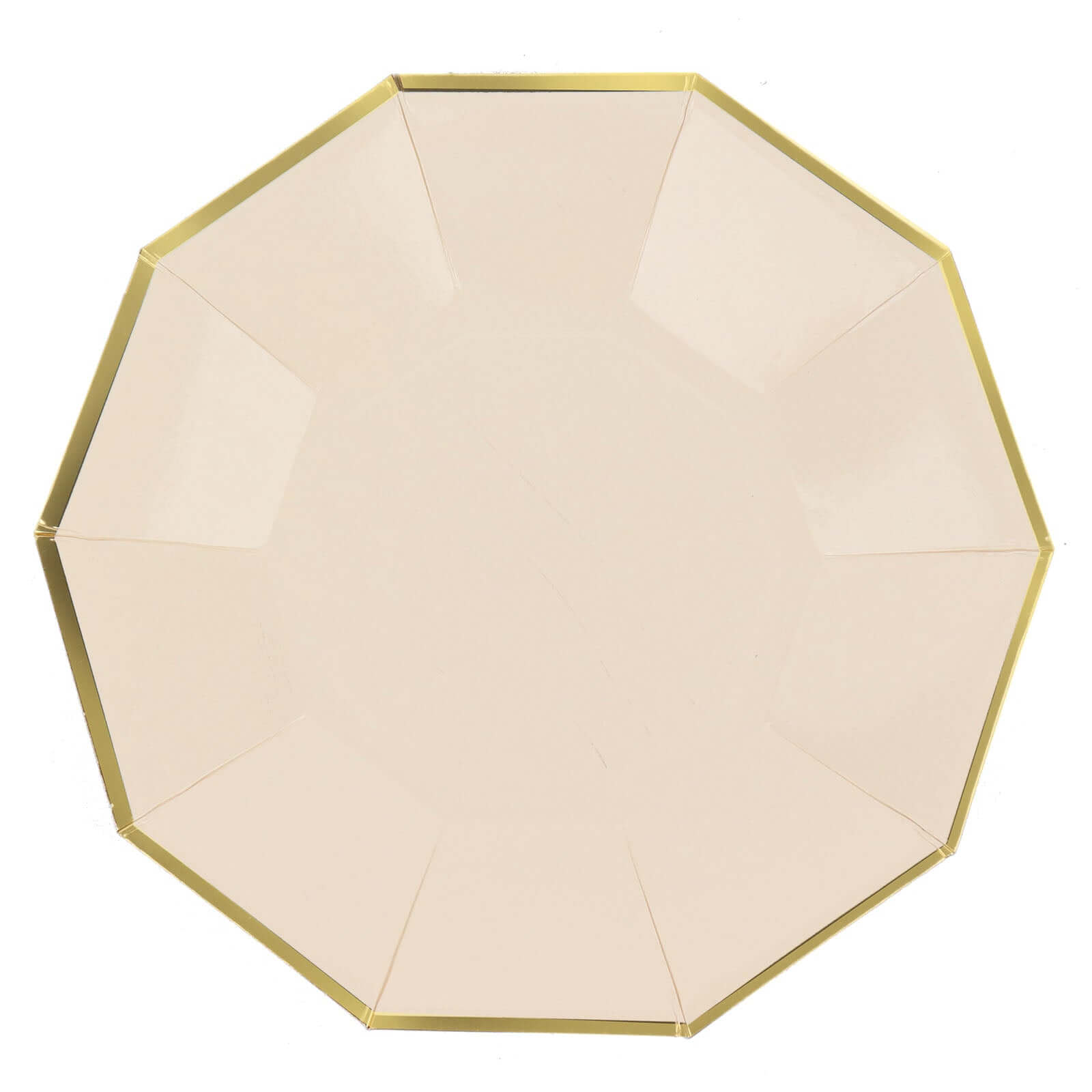 25-Piece Set of 9-Inch Beige Disposable Dinner Plates with Gold Foil Rim for Modern Weddings and Events