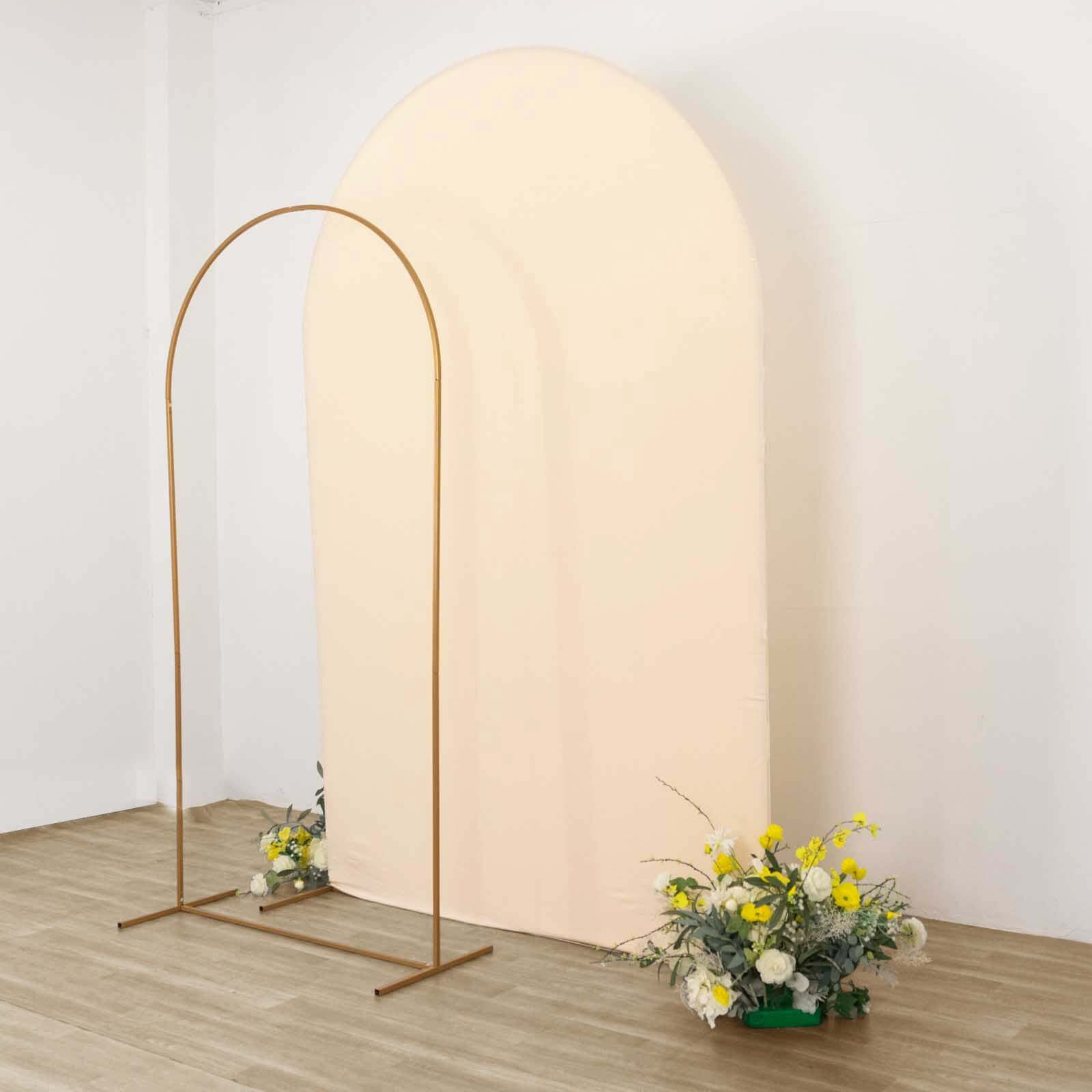 Hot Sale! 8ft Matte Beige Spandex Wedding Arch Cover for Round Top Stand