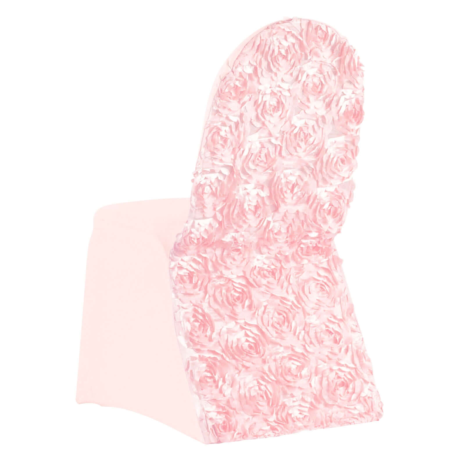 Hot Sale! Stretch Fitted Blush Satin Rosette Banquet Chair Slipcovers
