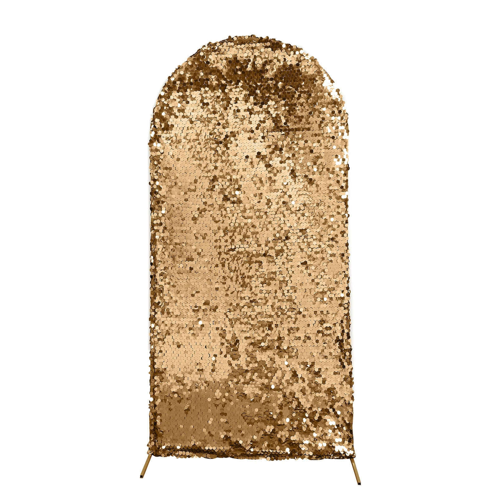 5ft Sparkly Gold Double-Sided Sequin Cover for Fitted Round Top Wedding Arch - Ideal for Events