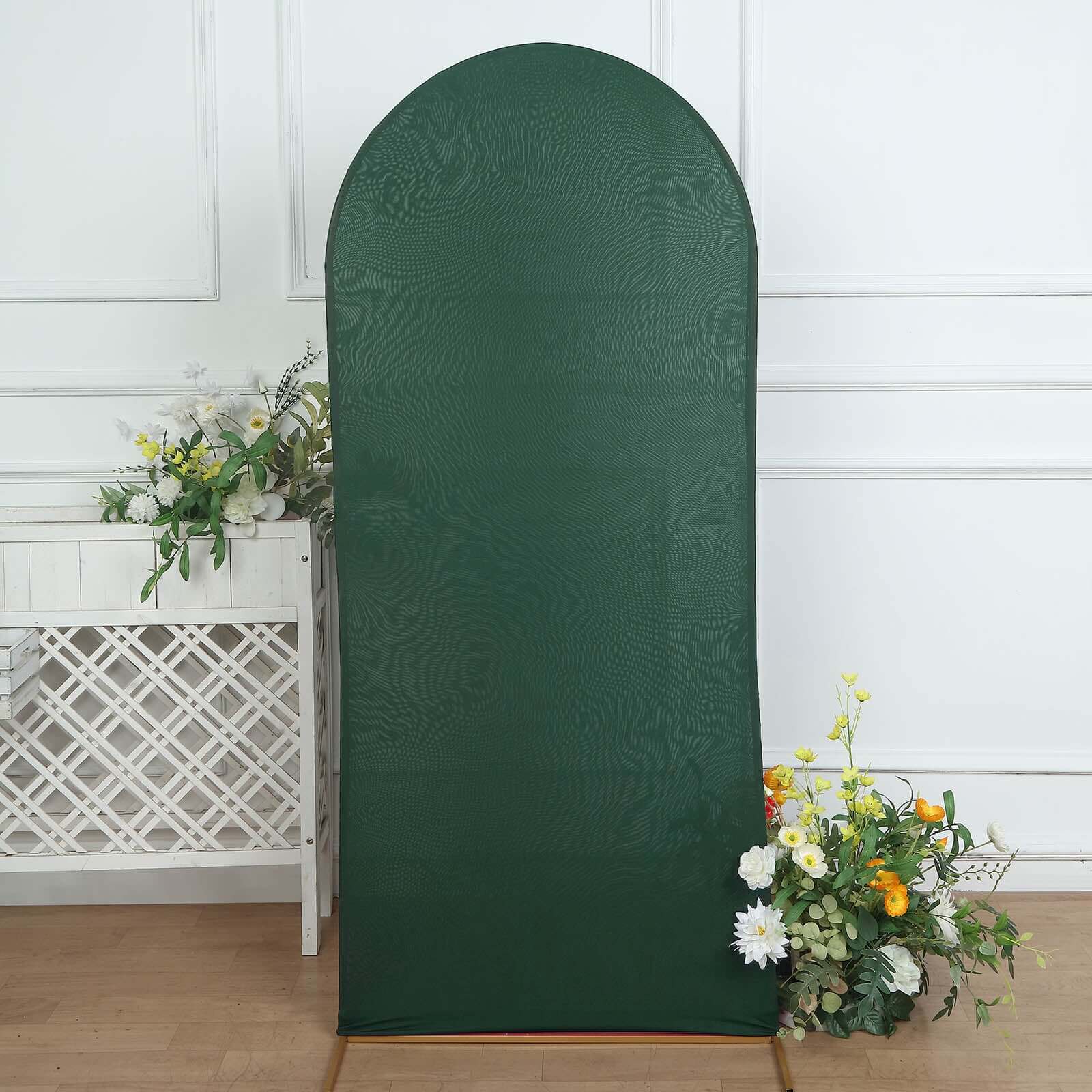 6ft Double - sided Matte Hunter Emerald Green Spandex Fitted Cover for Round Top Wedding Arch