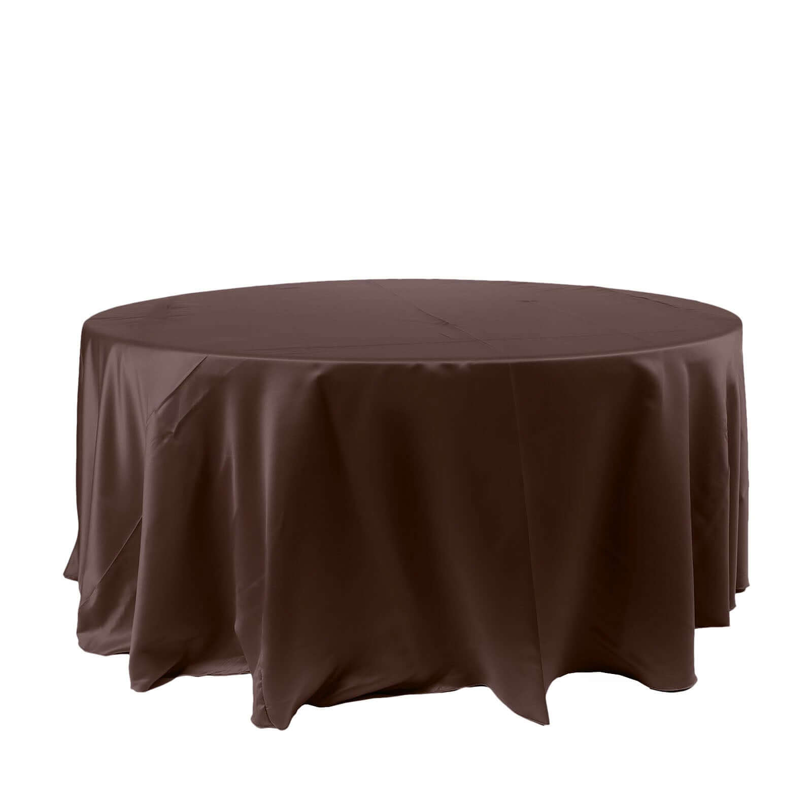 Stylish Chocolate Satin 120-Inch Round Seamless Tablecloth