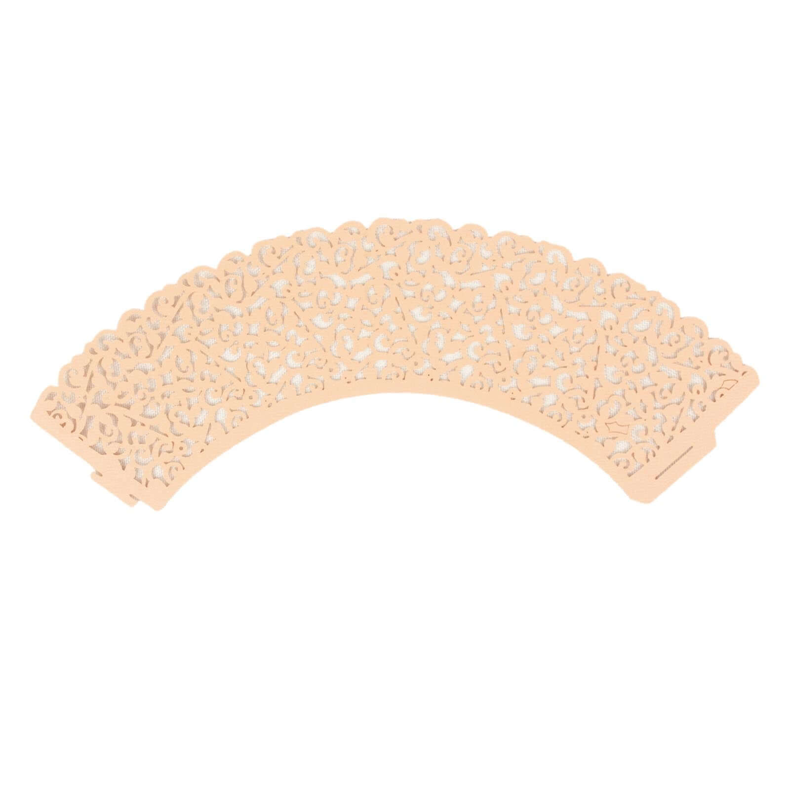 25-Pack Premium Blush Paper Cupcake Wrappers with Lace Laser Cut Design for Party Baking