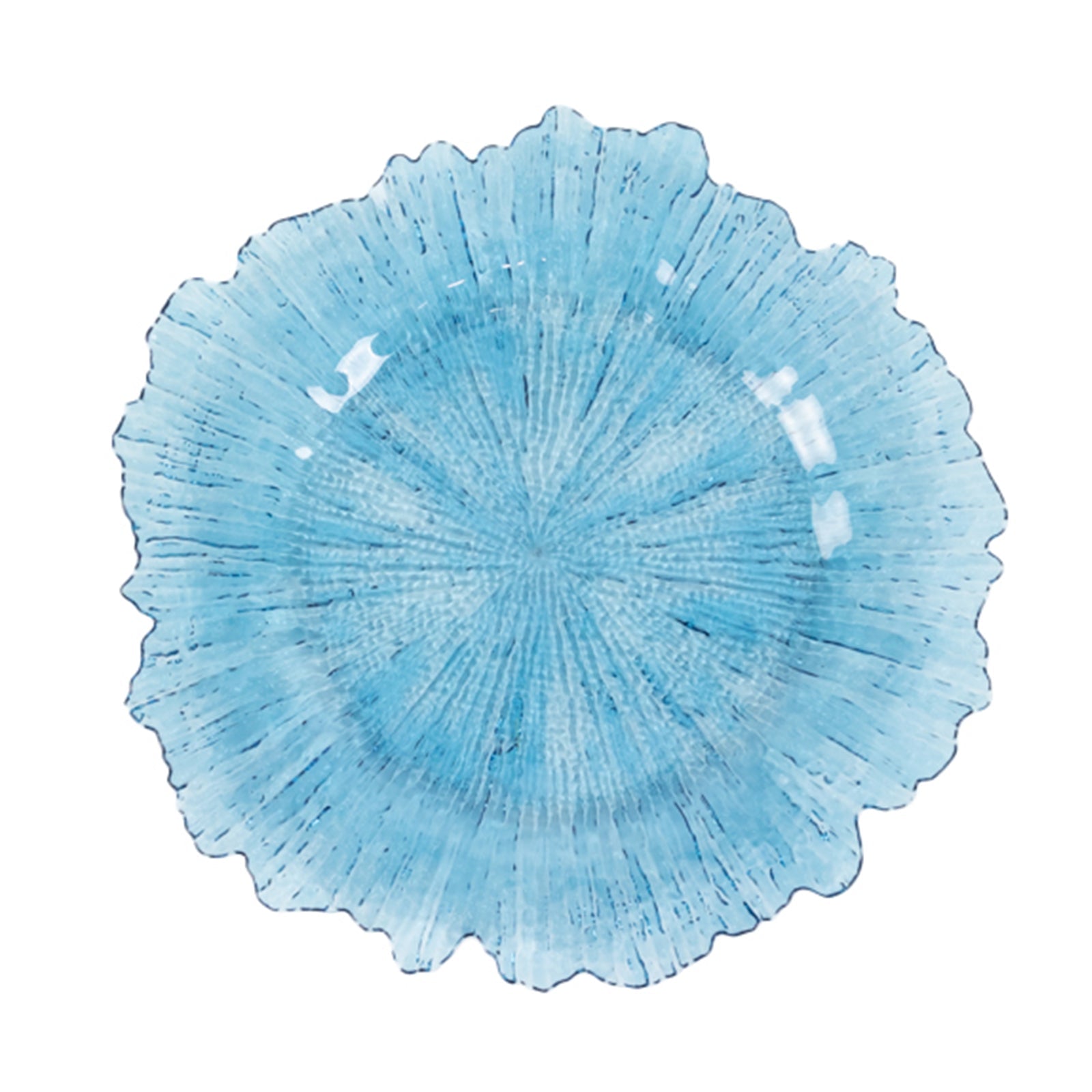 Hot Sale! 6-Pack 13-Inch Transparent Dusty Blue Acrylic Round Charger Plates with Reef Design