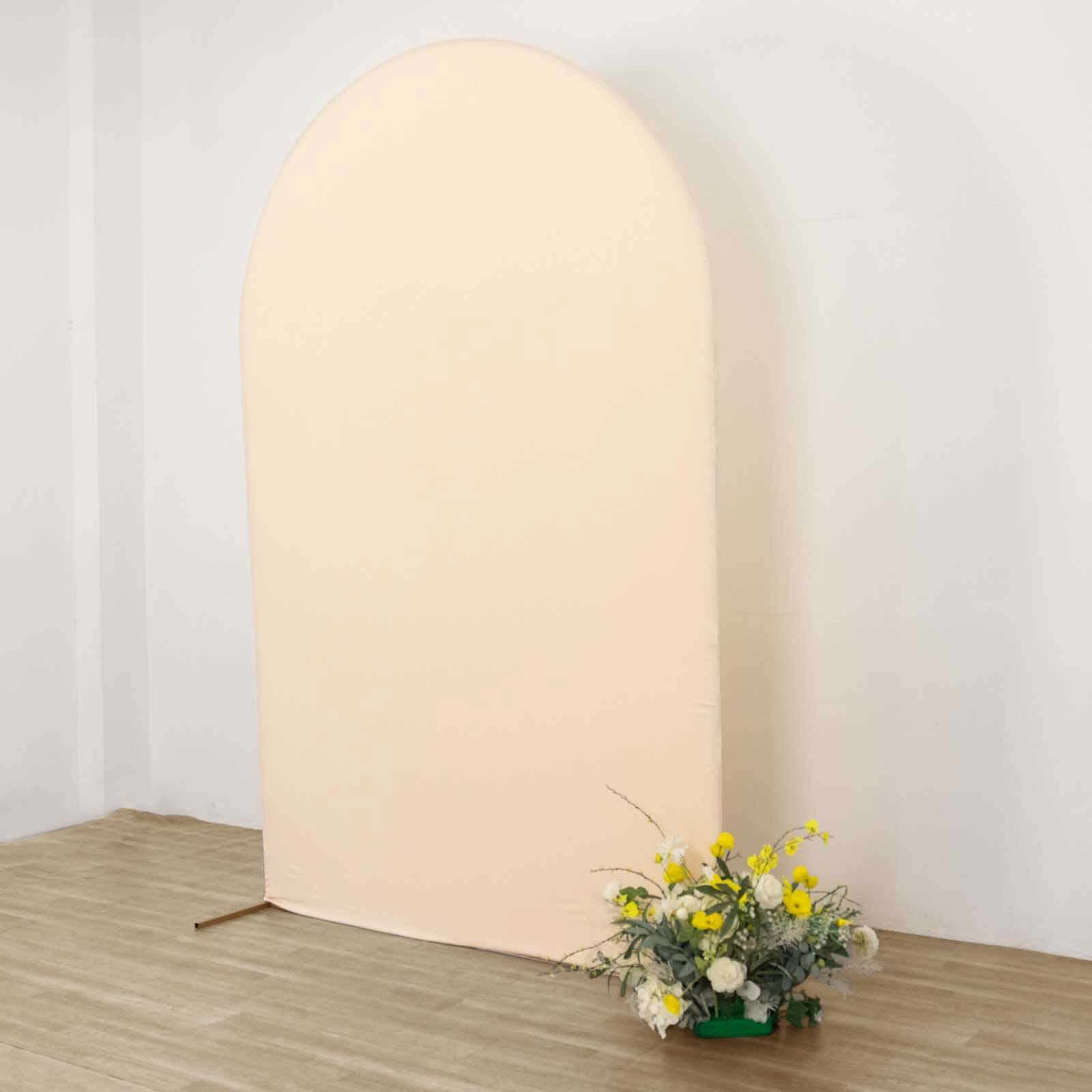 Hot Sale! 8ft Matte Beige Spandex Wedding Arch Cover for Round Top Stand