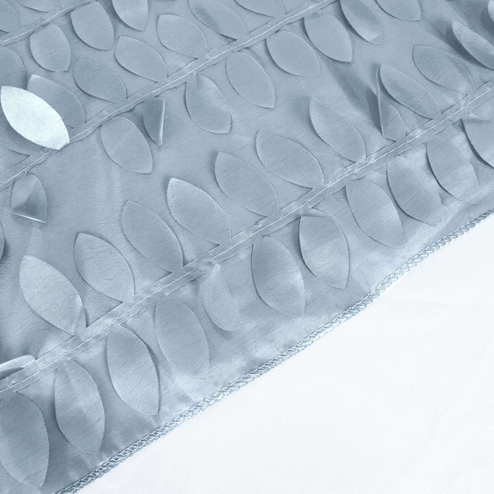 Exclusive Dusty Blue Taffeta 132' Round Tablecloth with 3D Leaf Petal Design