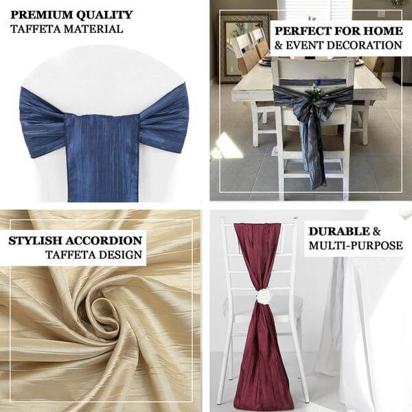 5-Pack Hunter Emerald Green Accordion Crinkle Taffeta Chair Sashes - Ideal for Weddings & Gatherings