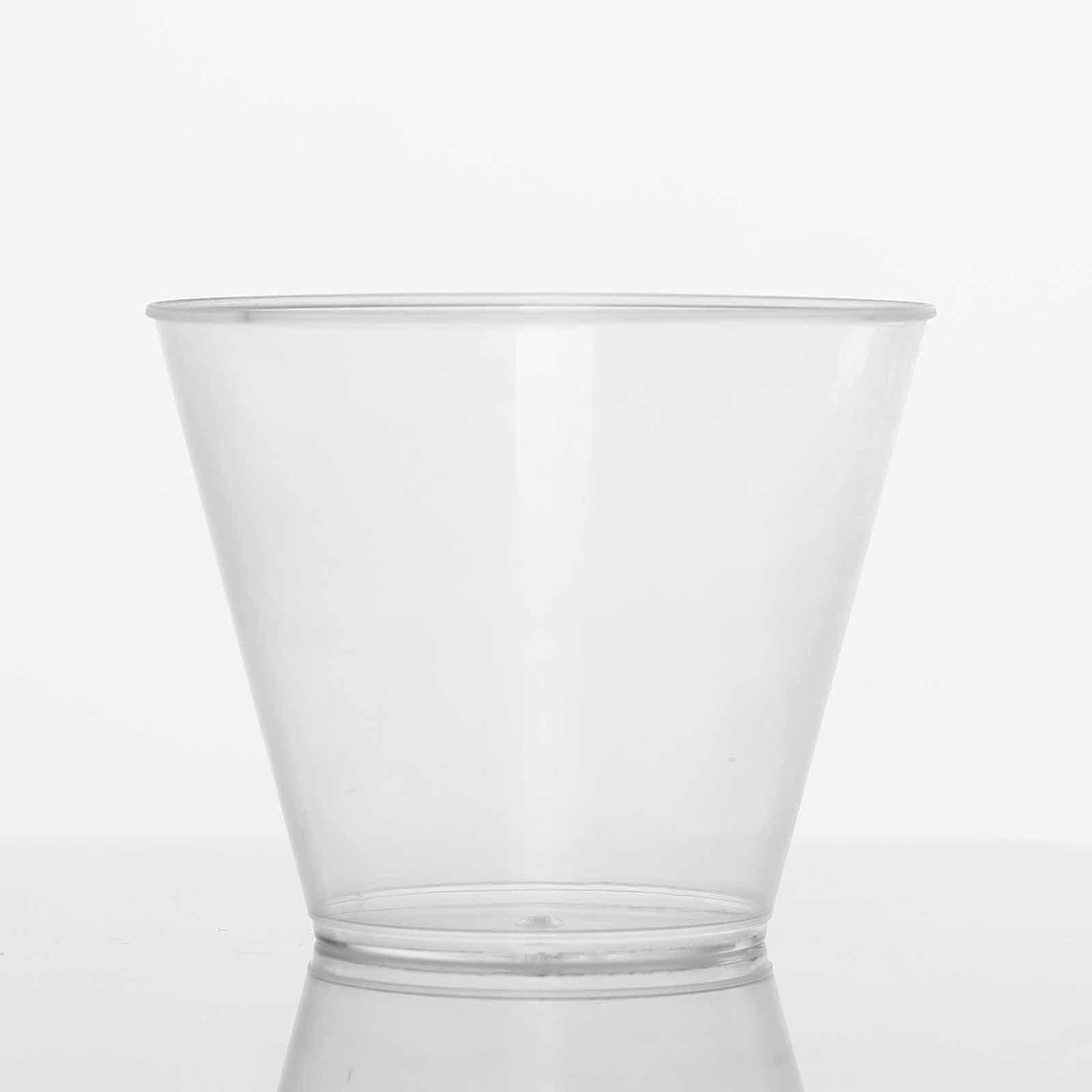 25-Piece Set of 9oz Clear Hard Plastic Disposable Party Tumblers
