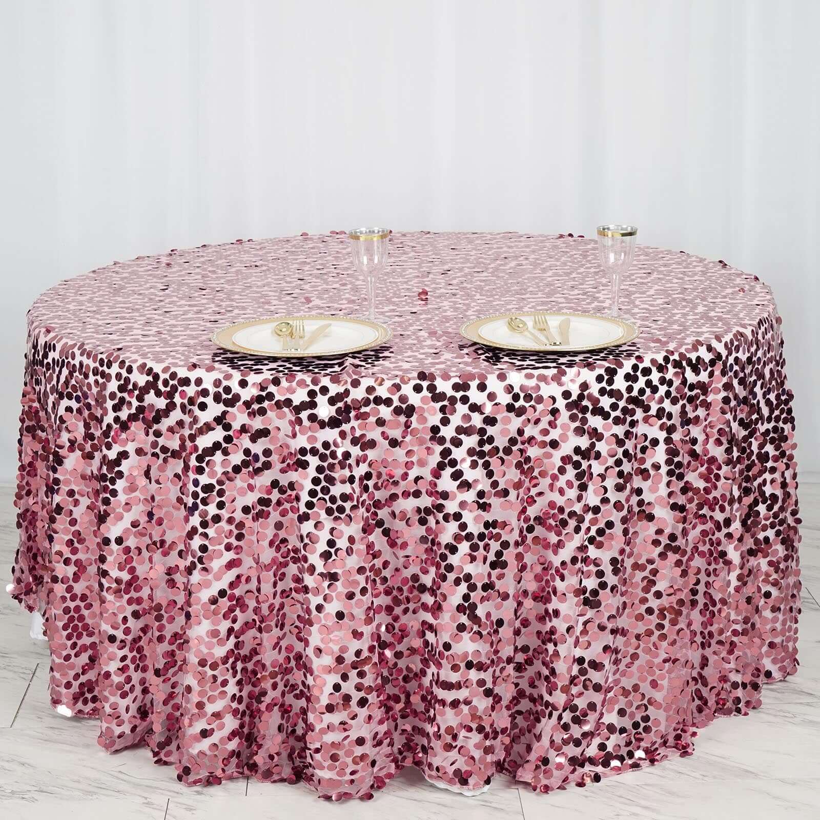 Hot Sale! Pink Sequin Round Tablecloth - 120
