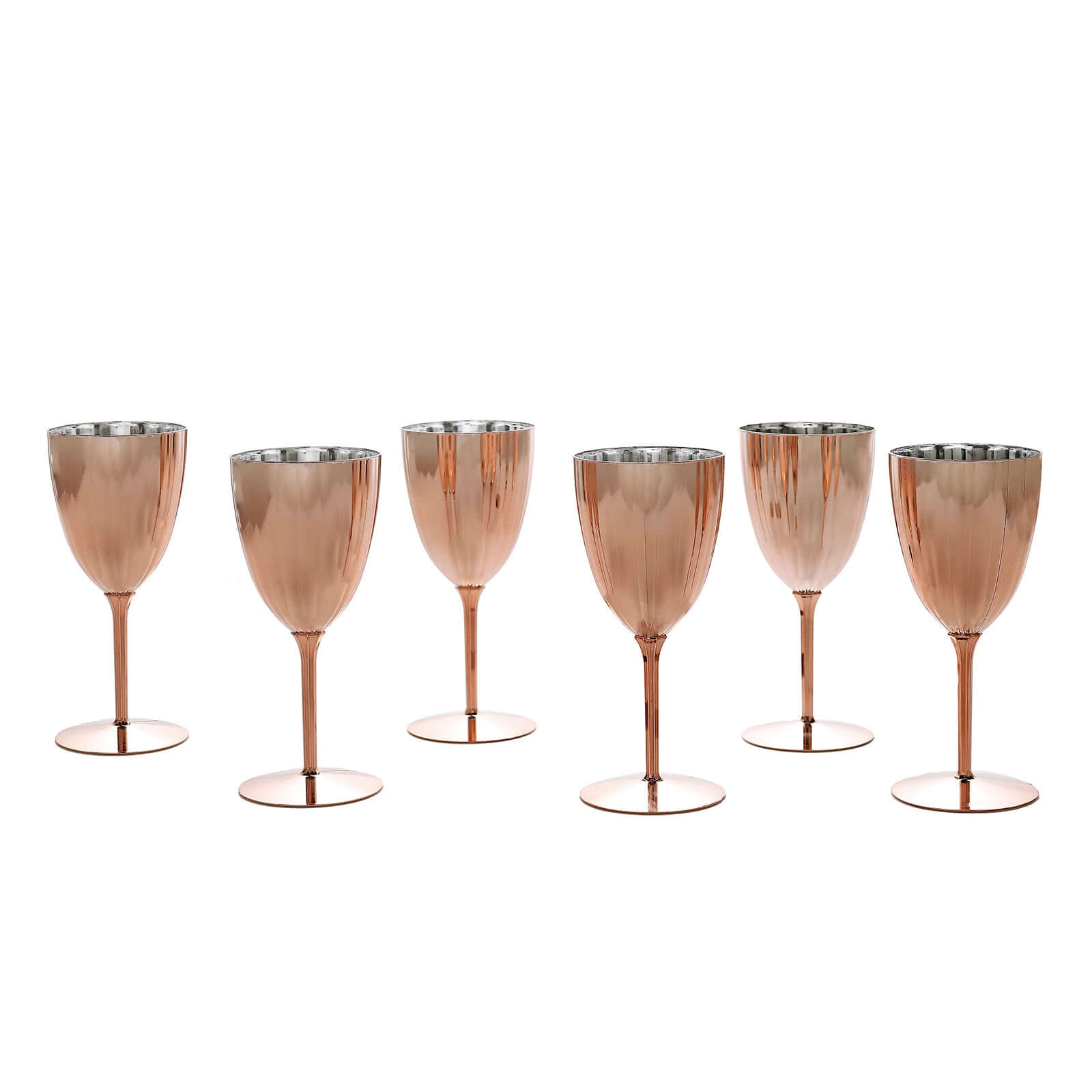 6-Pack Disposable Metallic Rose Gold Plastic Wine Glasses - Ideal for Parties & Special Events