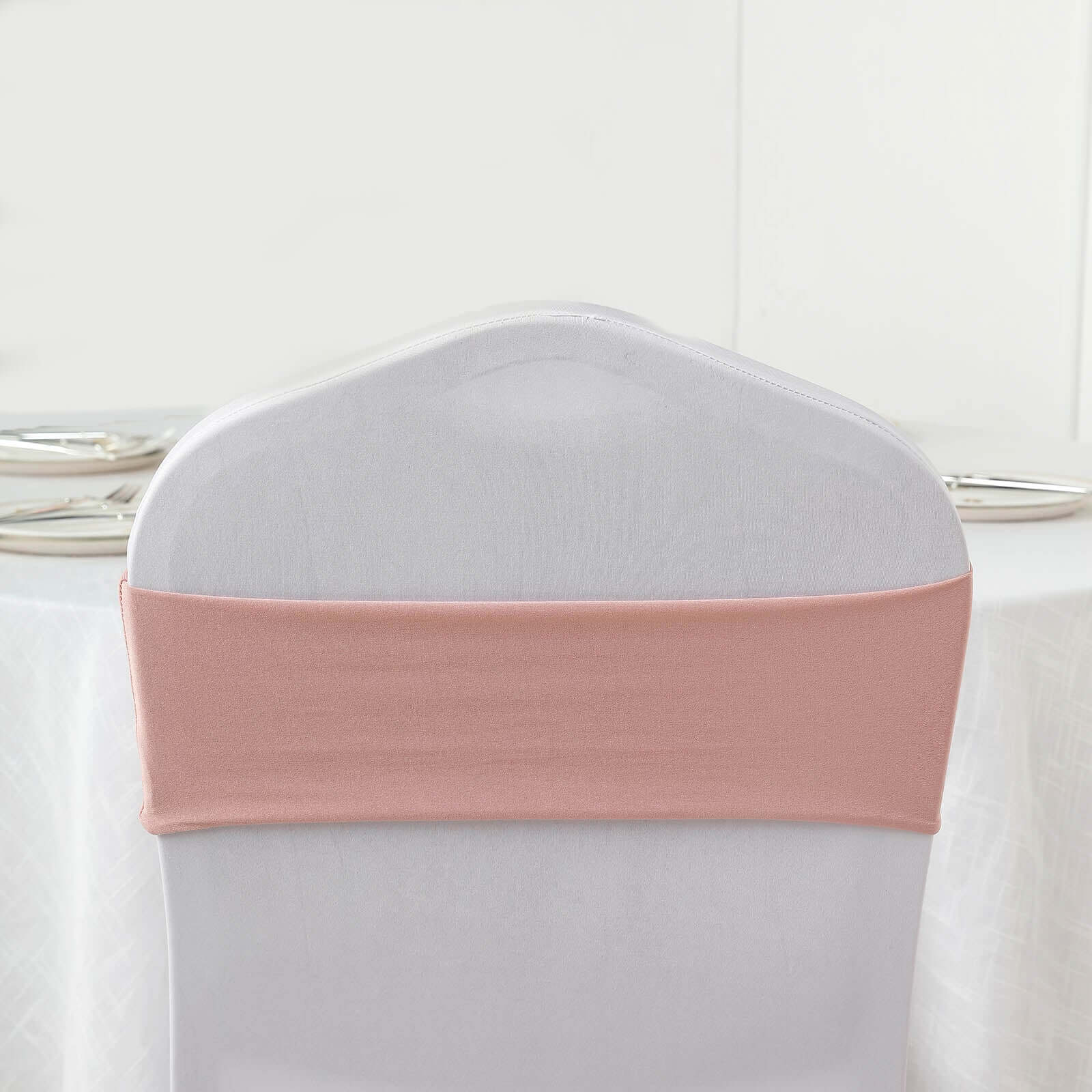 Hot Deal! 5-Piece Set of Dusty Rose Stretch Spandex Chair Sashes for Weddings and Events