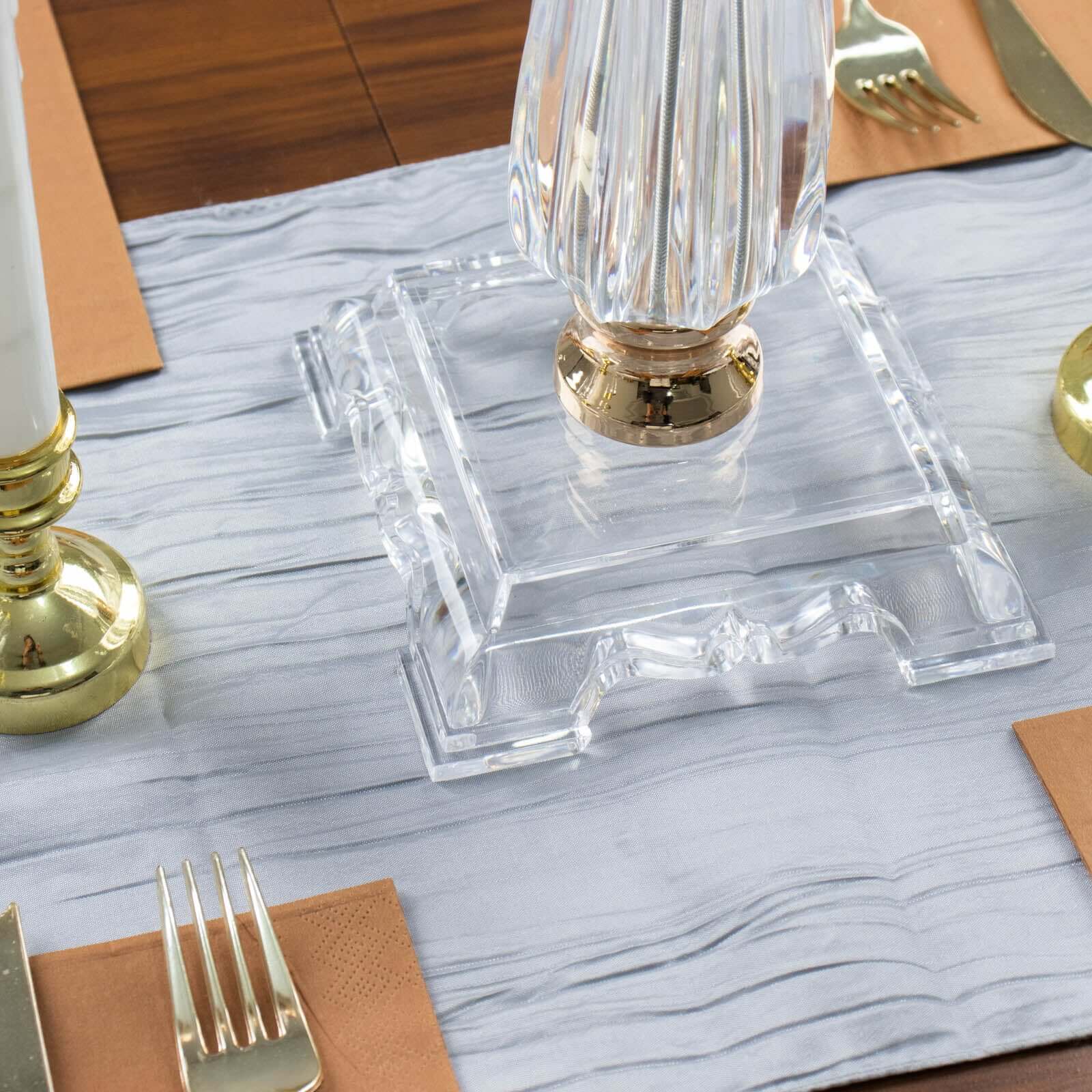 32-inch Gold and Clear Acrylic Crystal Pillar Candle Stand for Wedding Centerpieces