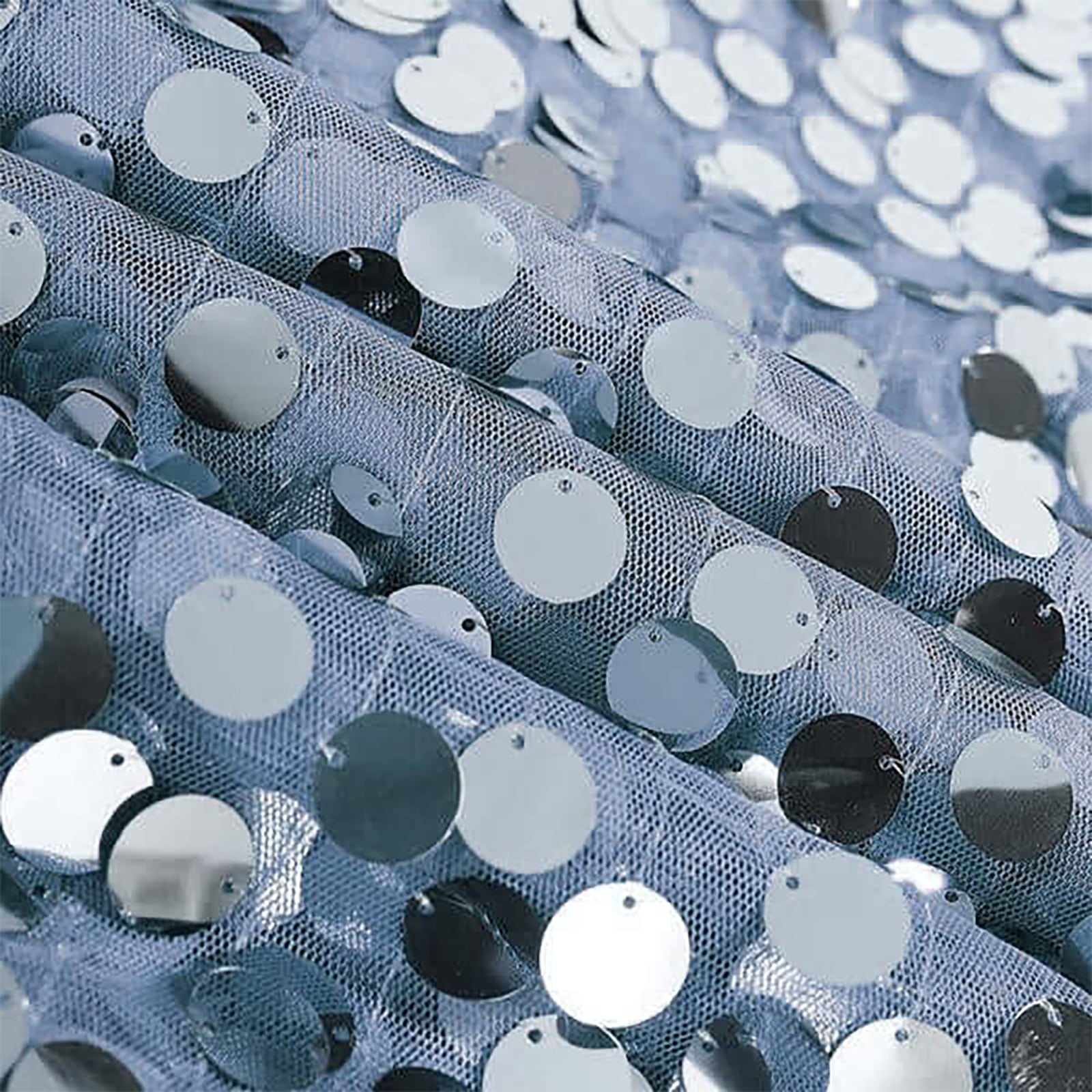 Hot Sale! Seamless 120 - Inch Round Dusty Blue Sequin Tablecloth for Weddings and Parties