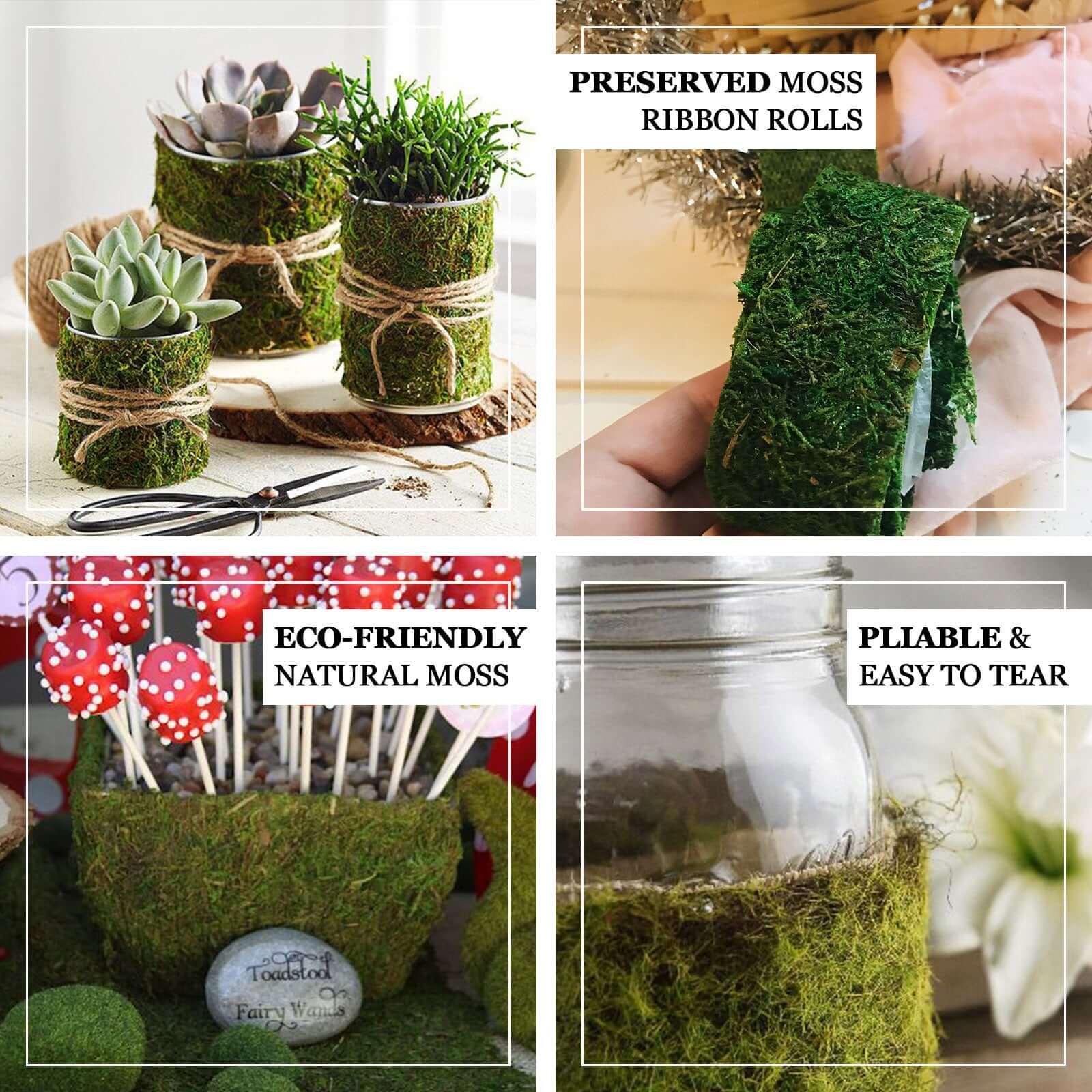 4-Foot Long, 5-Inch Wide Green Preserved Moss Ribbon for DIY Crafts