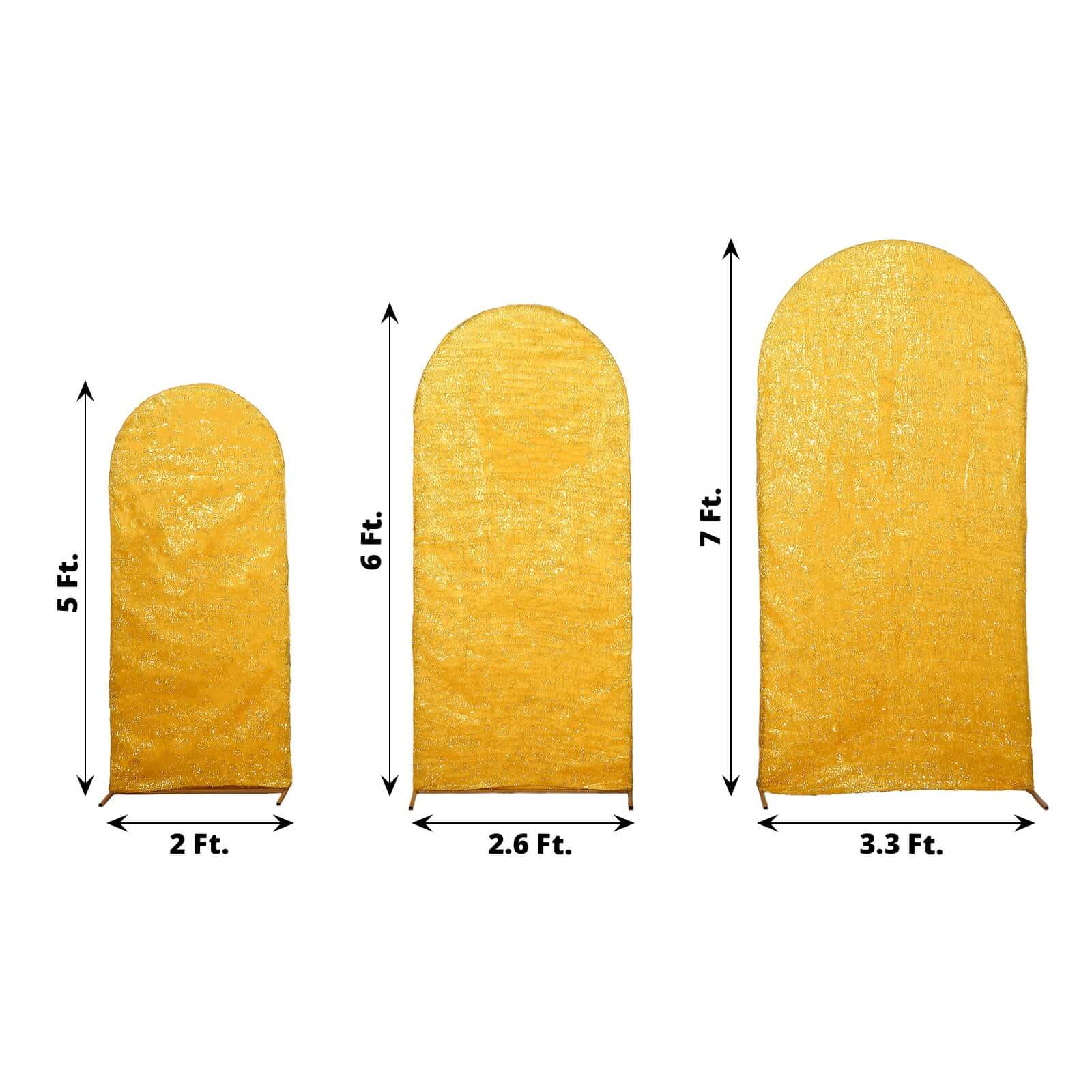 Hot Sale! Set of 3 Gold Metallic Fringe Covers for Chiara Round Top Wedding Arch Backdrop Stands (5ft, 6ft, 7ft)