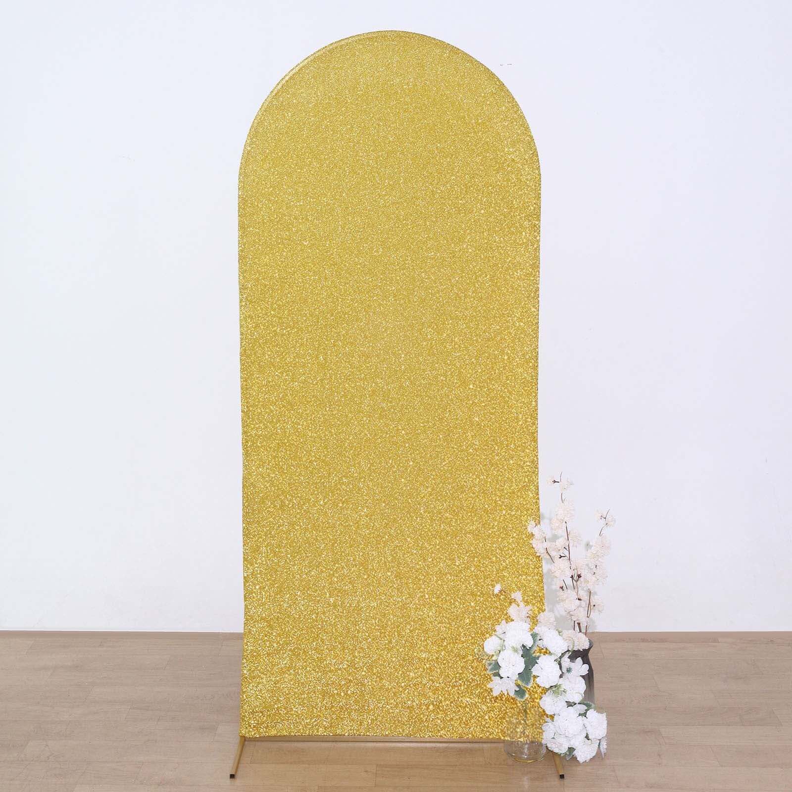6ft Gold Shimmer Tinsel Spandex Cover for Round Top Wedding Arch - Ideal Choice!