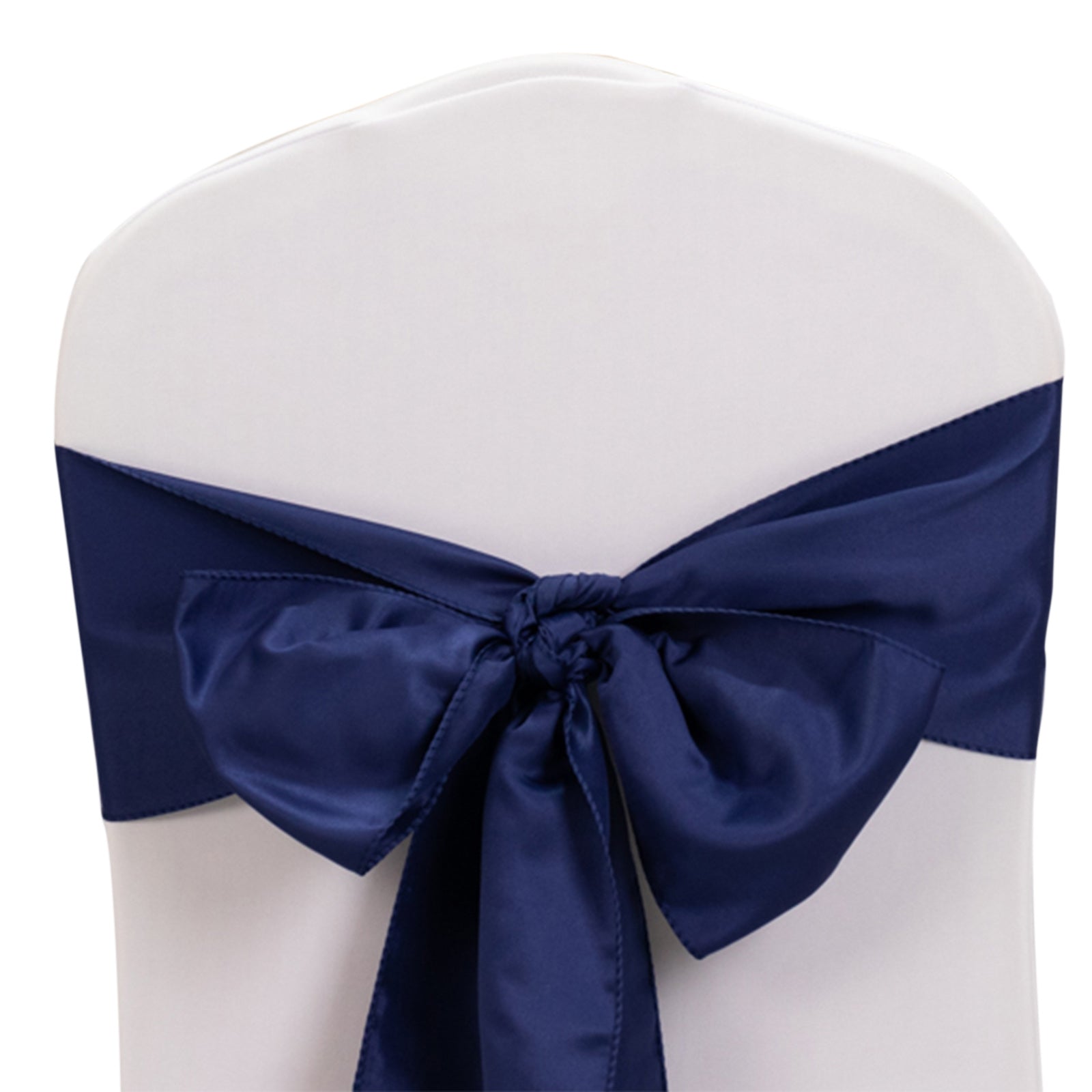 Navy Blue Lamour Satin 6x106 Chair Sashes - Set of 5 Reusable Decorative Bows