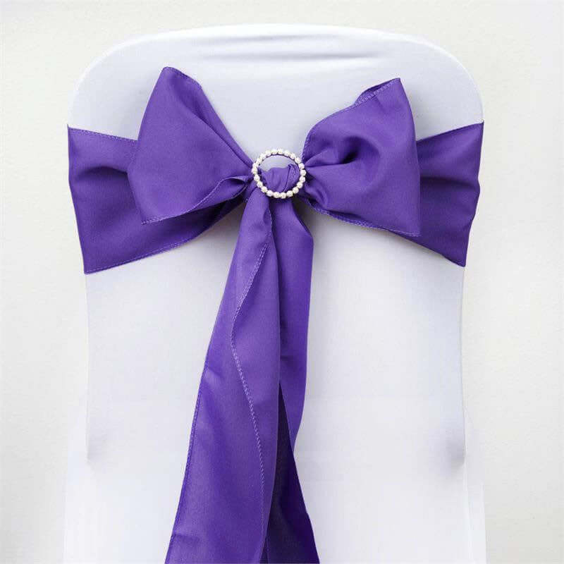 5-Piece Set of Purple Polyester Chair Sashes, 6x108 Inches