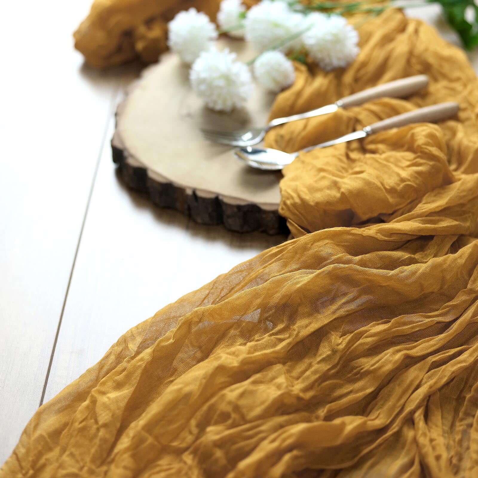 Hot! 10ft Mustard Yellow Gauze Cheesecloth Table Runner - Rustic Boho Style