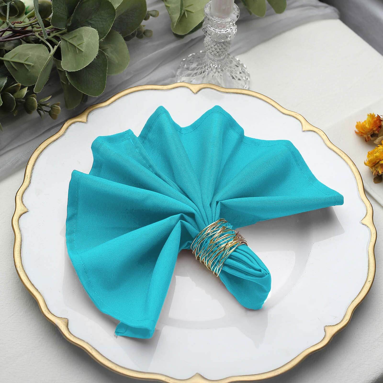 Set of 5 Turquoise 17x17 Polyester Dinner Napkins - Durable & Anti - Wrinkle