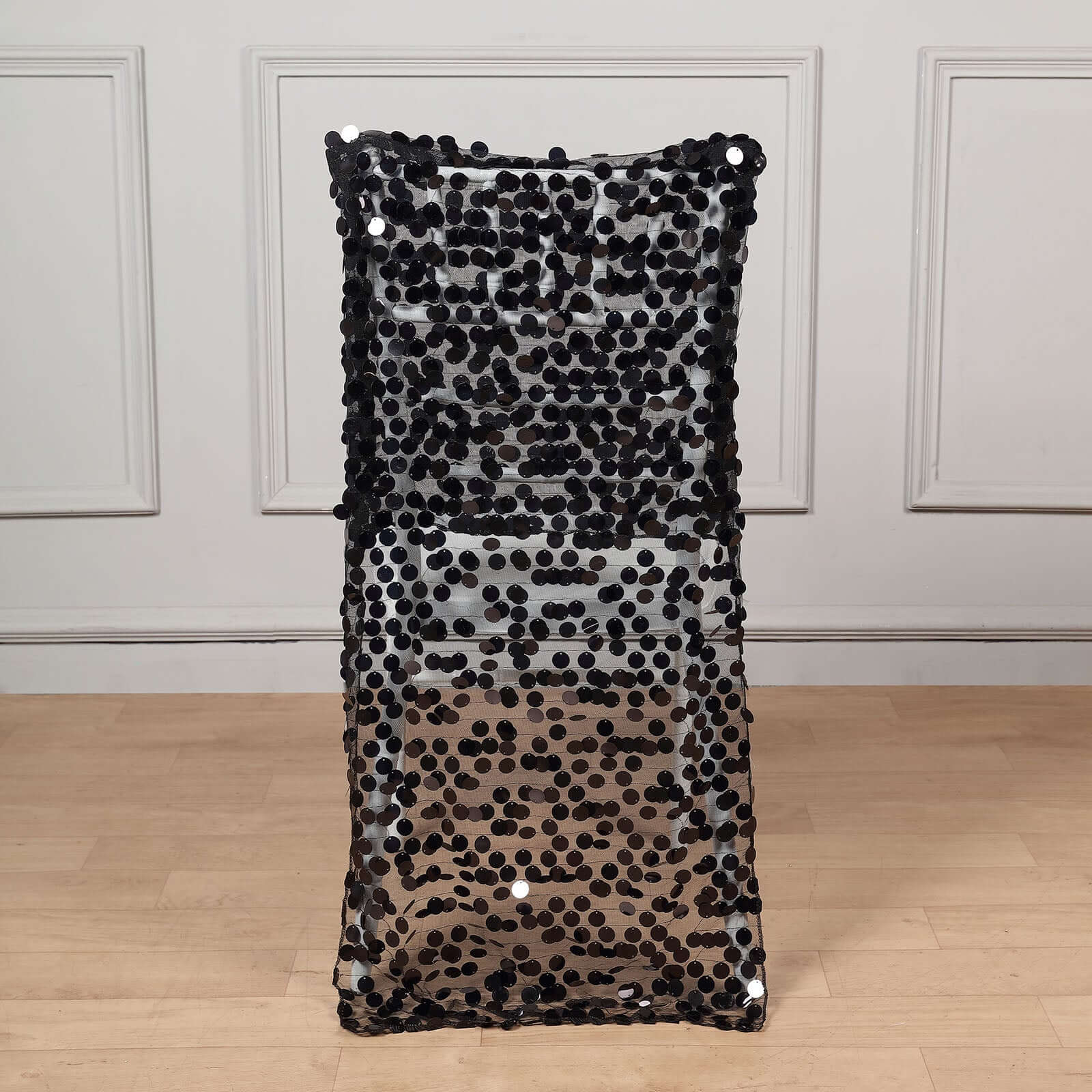 Hot Sale! Black Glittering Sequin Chair Slipcover for Chiavari Chairs - Big Payette Design