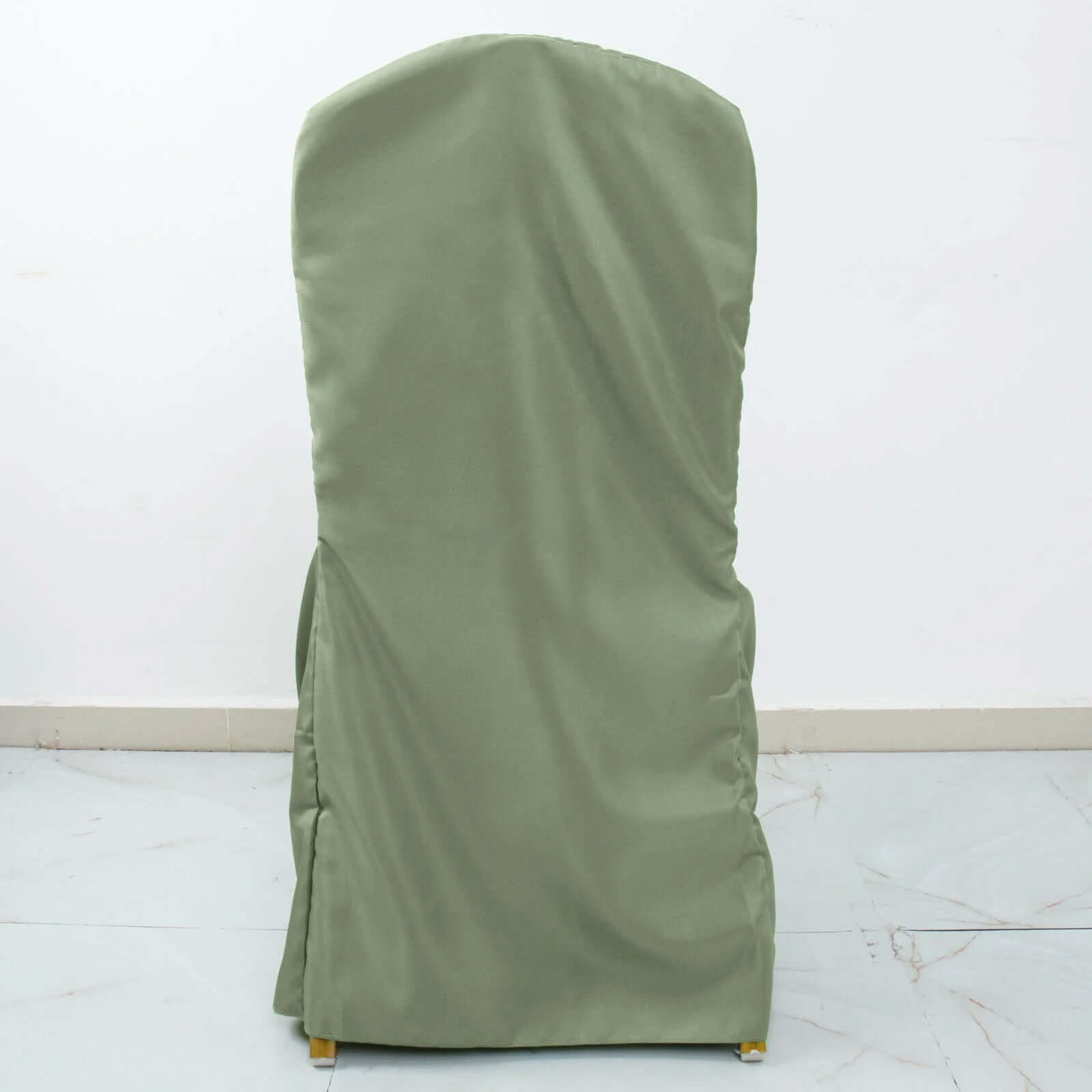 10-Piece Stain-Resistant Polyester Slip-On Chair Covers in Dusty Sage Green for Banquets