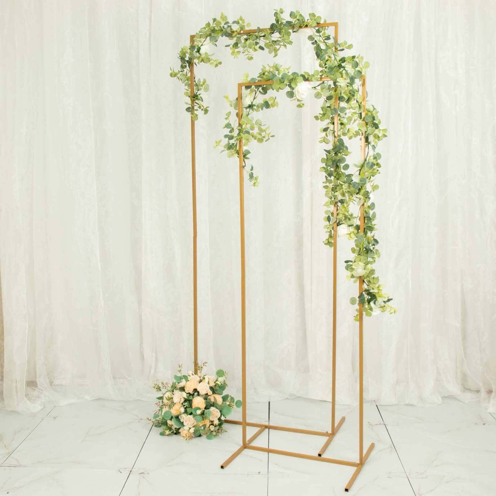 5.5ft Rectangular Gold Metal Frame for Wedding Arch, Floral Display