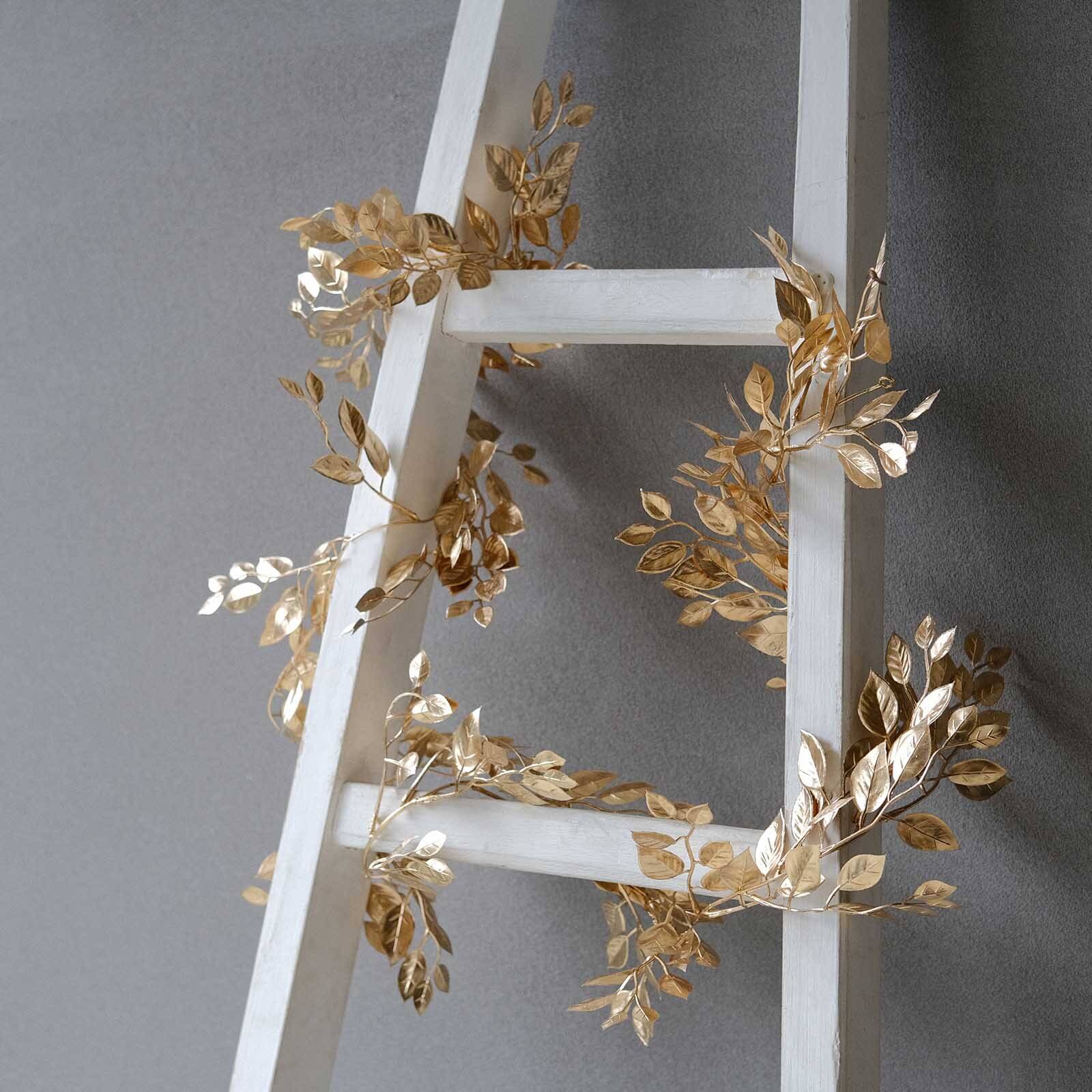 6ft Metallic Gold Artificial Magnolia Leaf Table Garland - Ideal for DIY Crafts & Decor