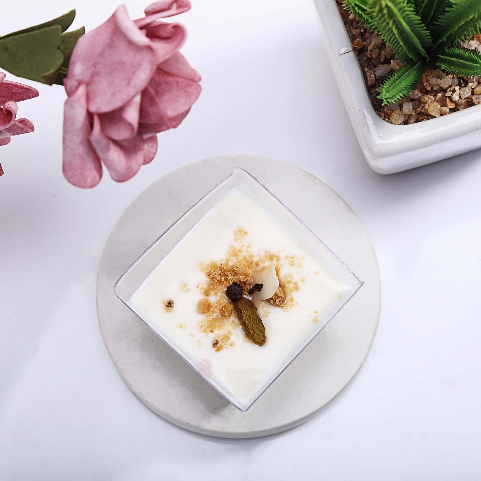 12-Piece Set of 3oz Clear Disposable Plastic Square Dessert Snack Cups