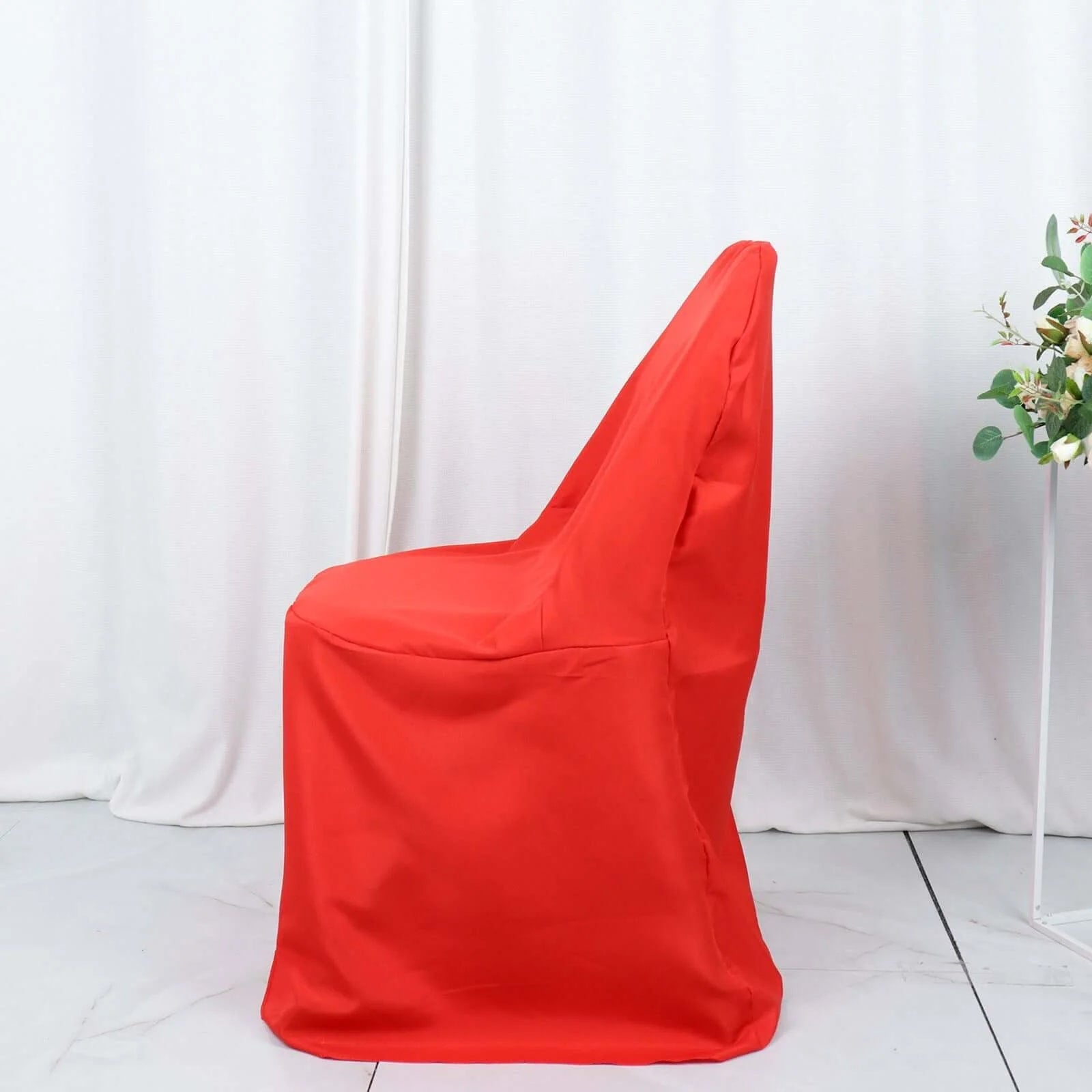 10-Pack Red Polyester Wrinkle-Free Stain-Resistant Slip-On Chair Covers for Folding Chairs - Great Deal