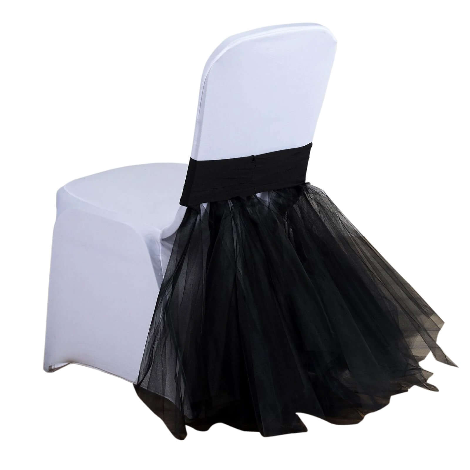 Black Spandex Tutu - Style Chair Cover Skirt Ideal for Formal Wedding Events