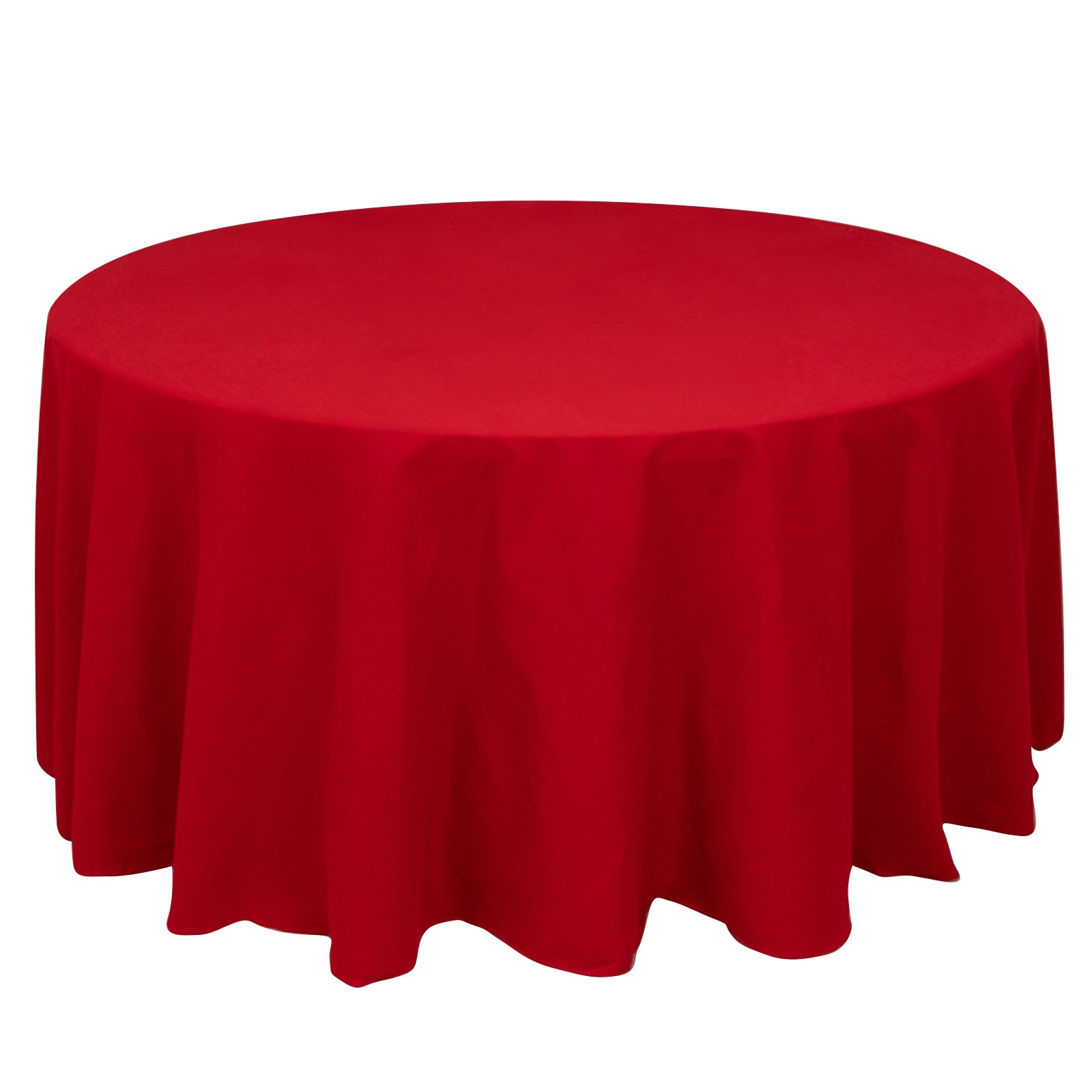 Hot Sale! 120-Inch Seamless Red Cotton Blend Round Tablecloth - Wrinkle-Resistant Table Cover