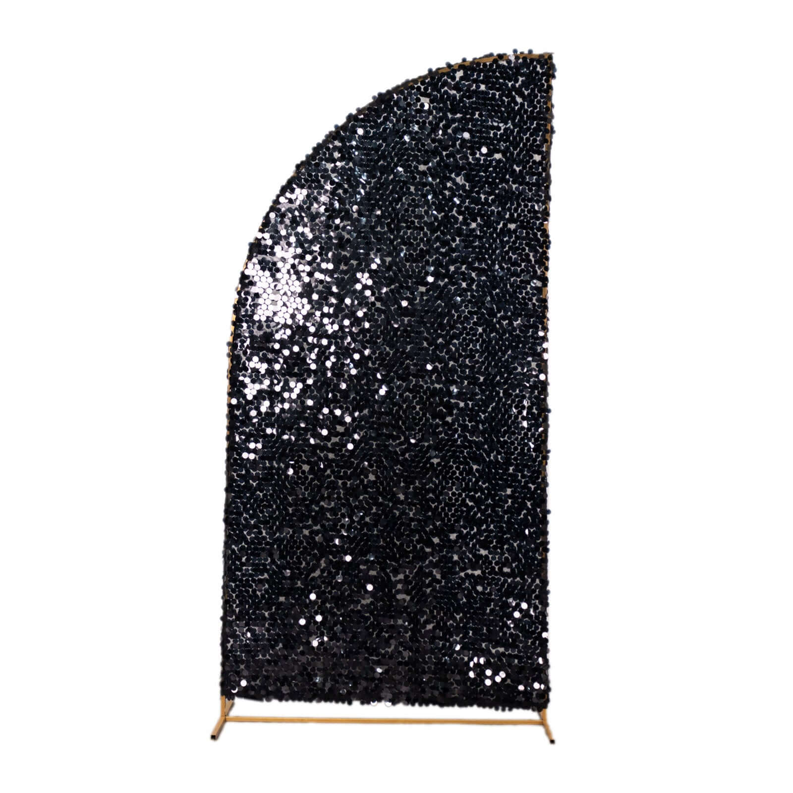 7ft Black Double-Sided Payette Sequin Chiara Cover for Half-Moon Wedding Backdrop Stand