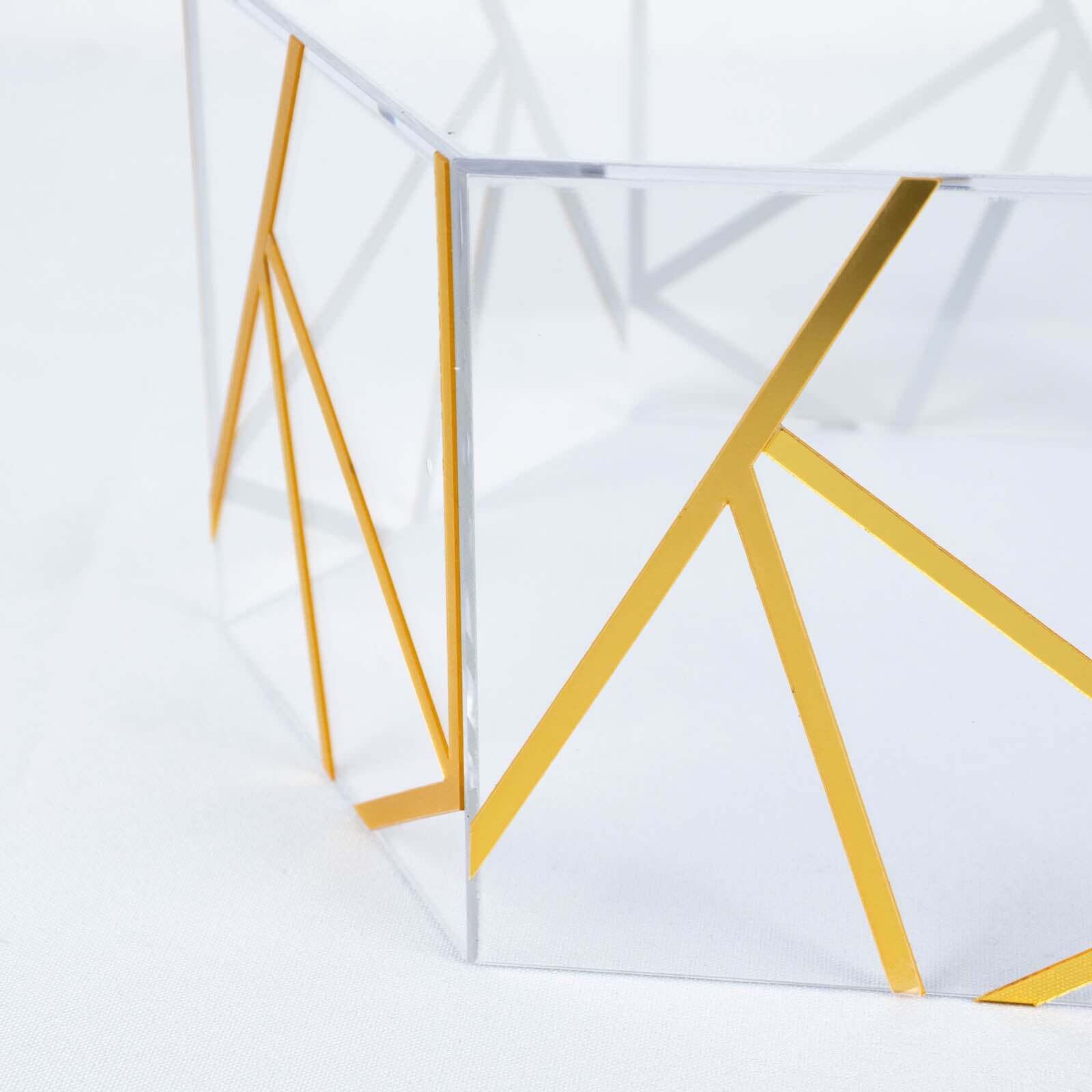 10x5 Clear and Gold Acrylic Hexagonal Cake Stand for Decorative Event Display